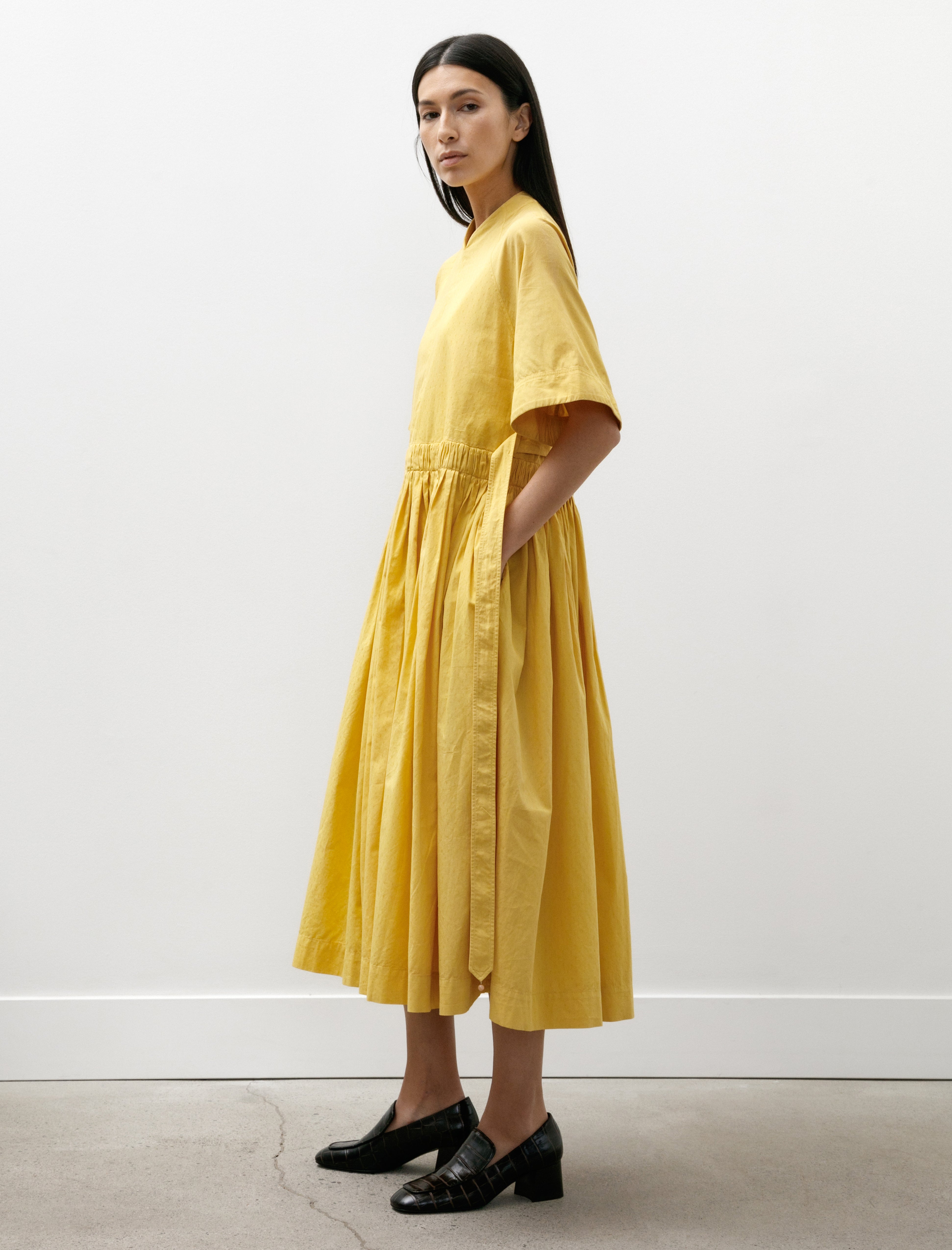 Seventyfive Raglan Gathered Dress Daffodil