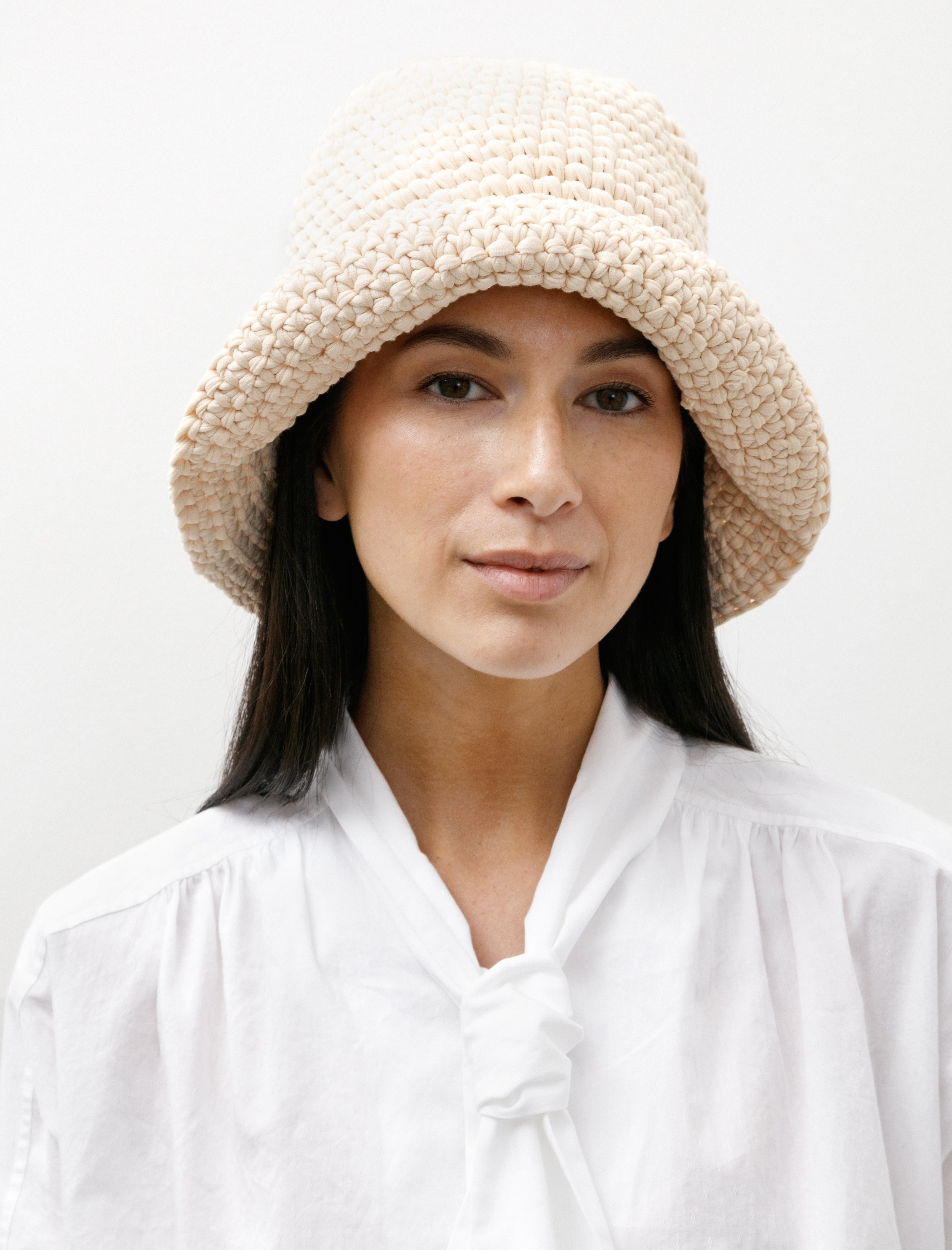 Lauren Manoogian Crochet Jersey Hat Washed Ivory