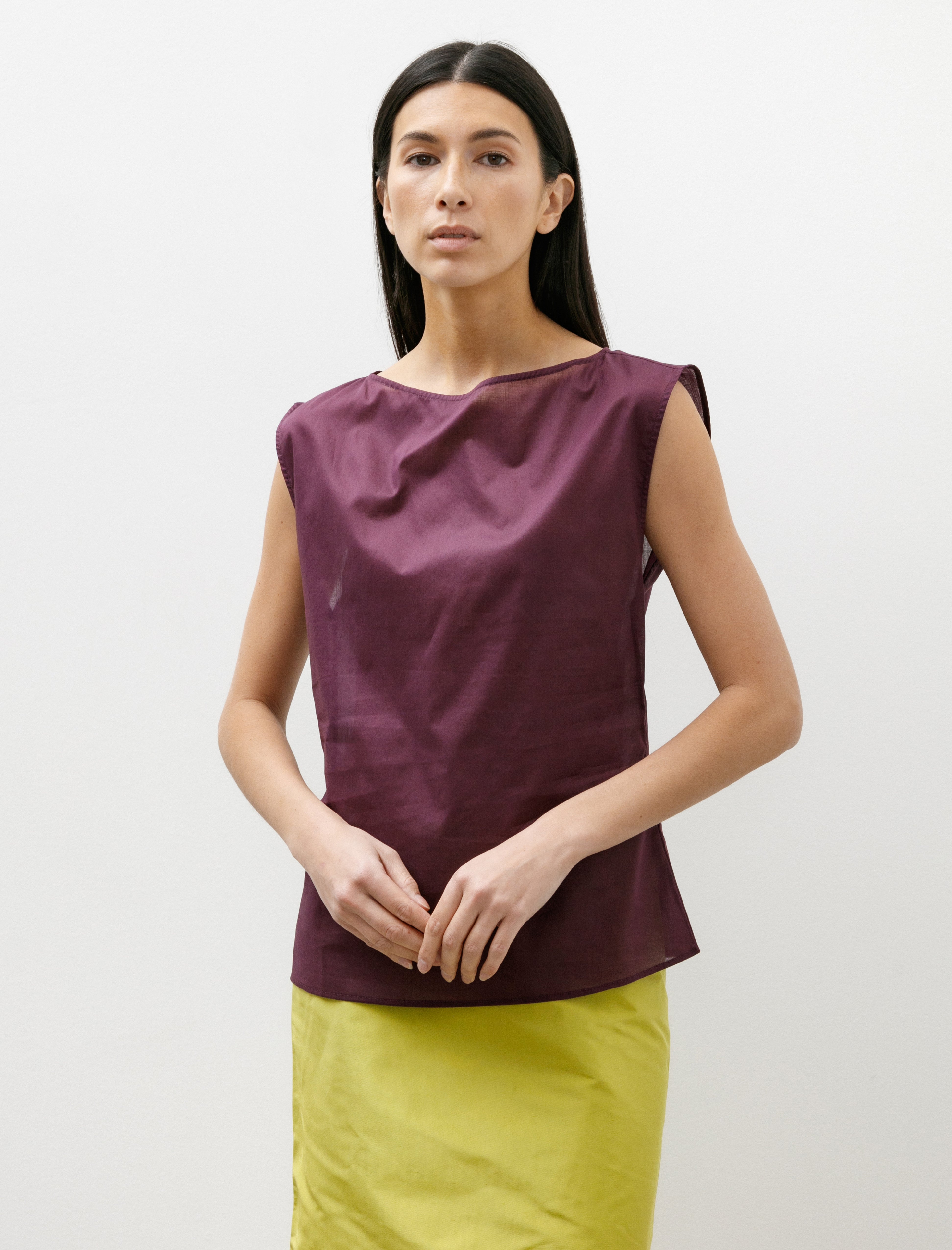 Sera Open Neck Straight Top Plum