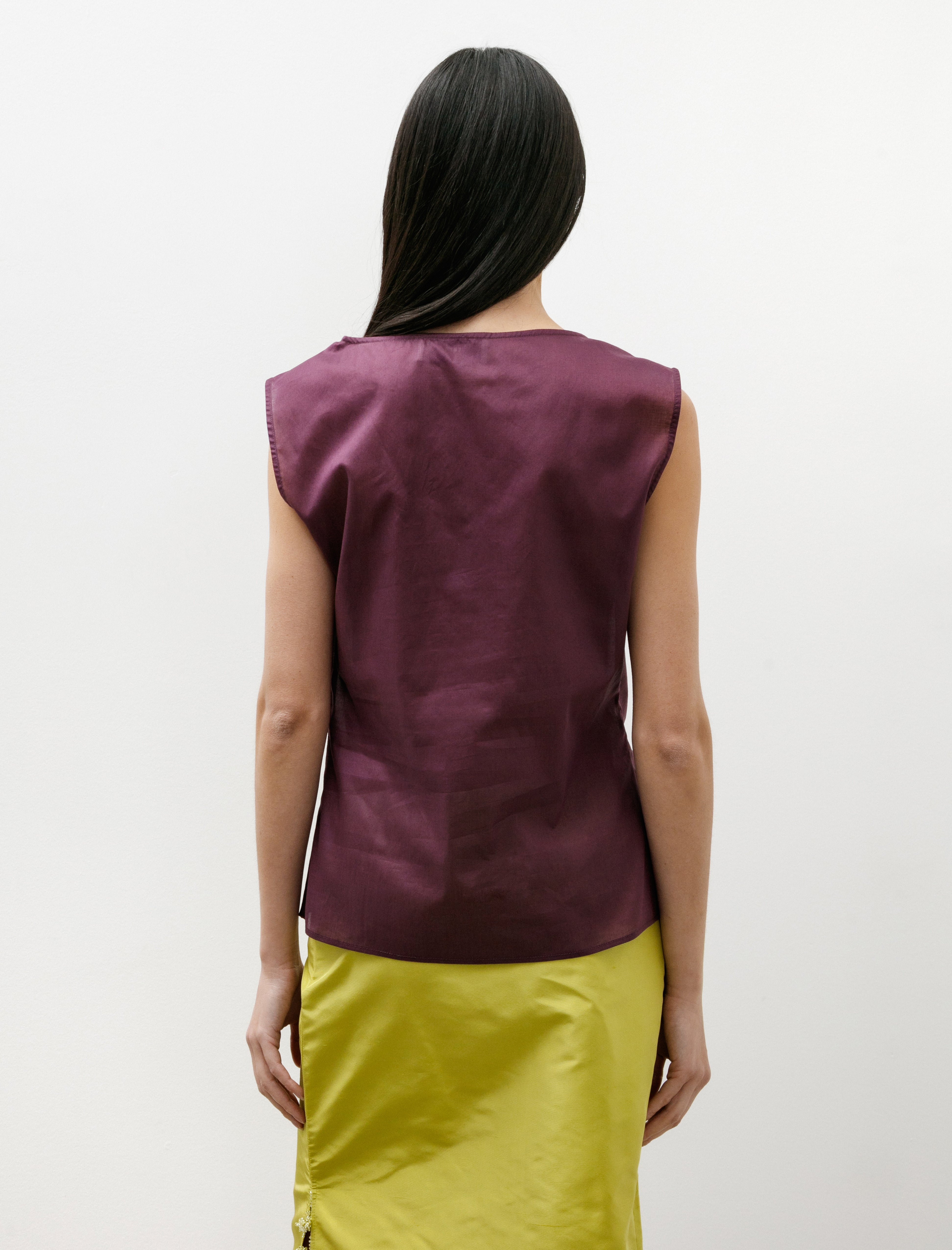 Sera Open Neck Straight Top Plum