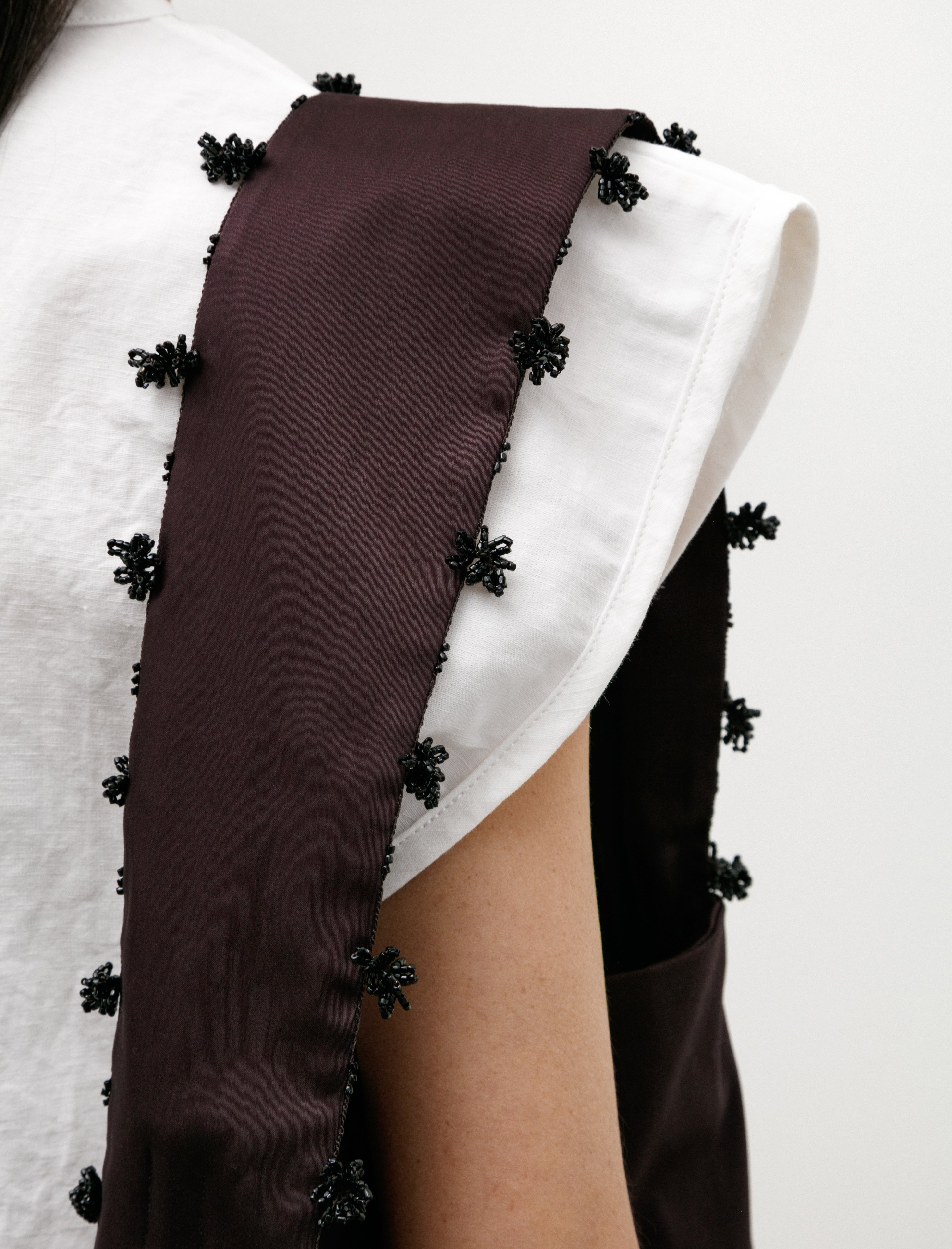 Sera Scarf Bag with Oya Bead Embroidery Plum Brown