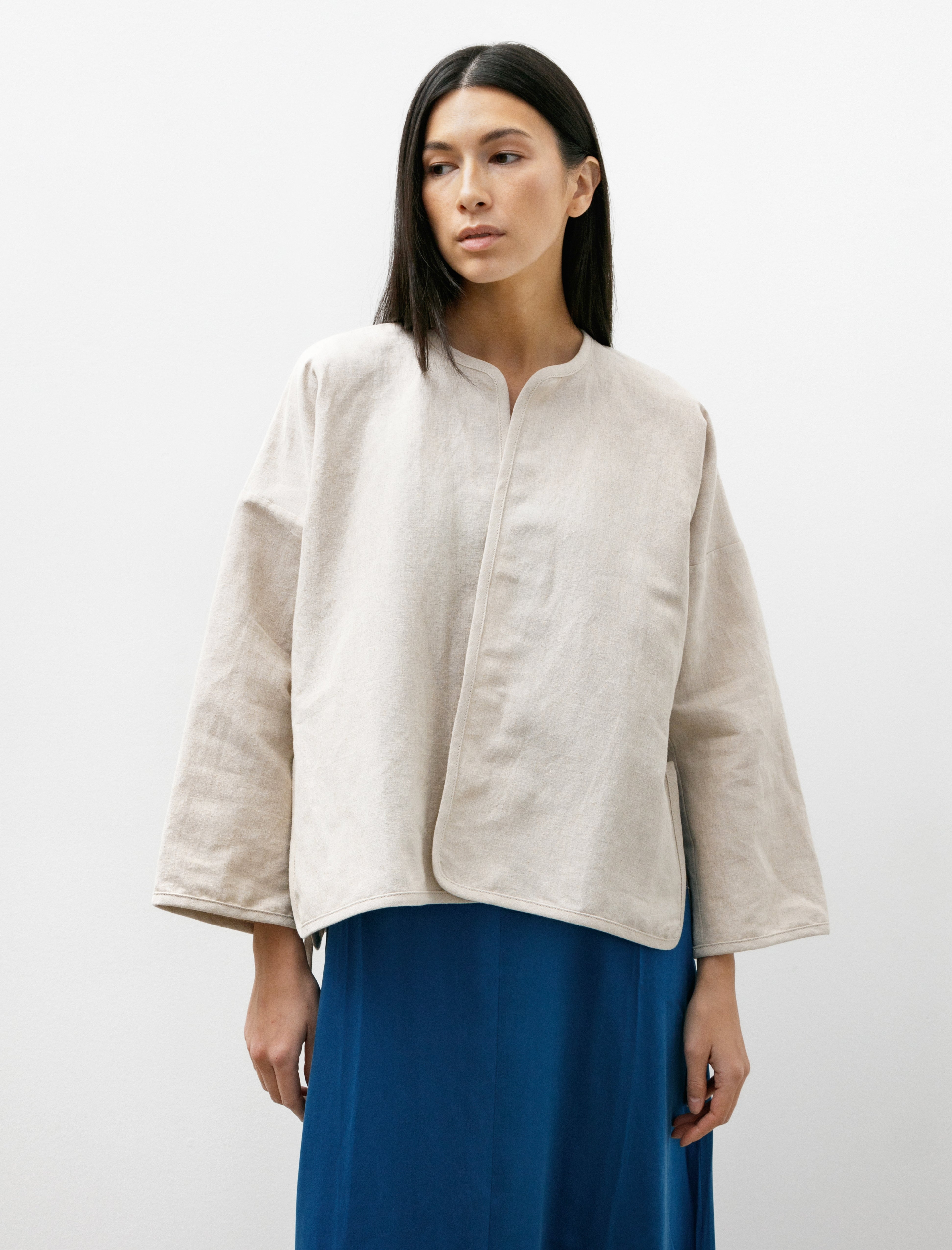 MAN-TLE W-R18 Shirt-7 Cross Cardigan Undyed Bamboo