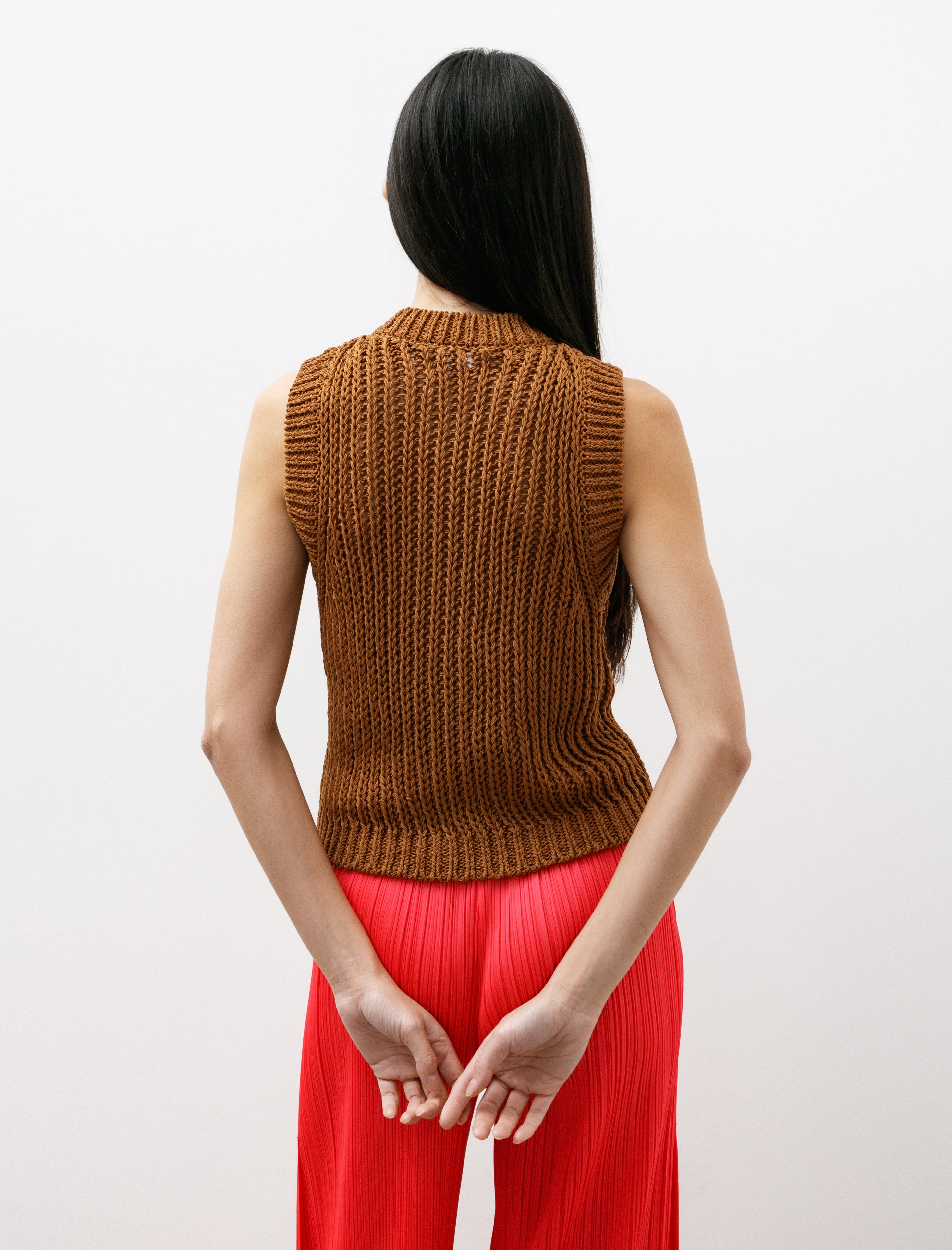 Ernie Palo Mesh Knit Vest Brown