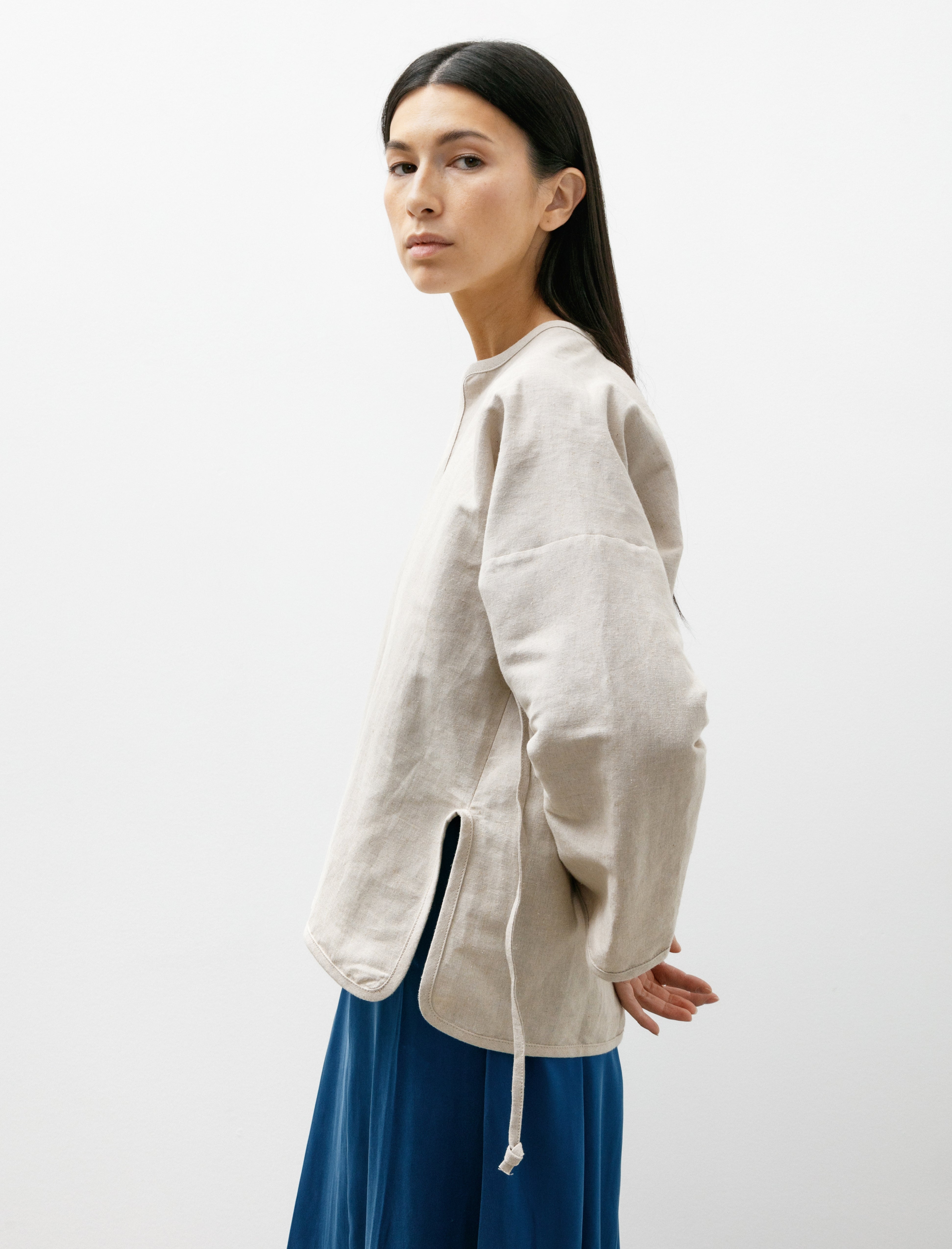 MAN-TLE W-R18 Shirt-7 Cross Cardigan Undyed Bamboo