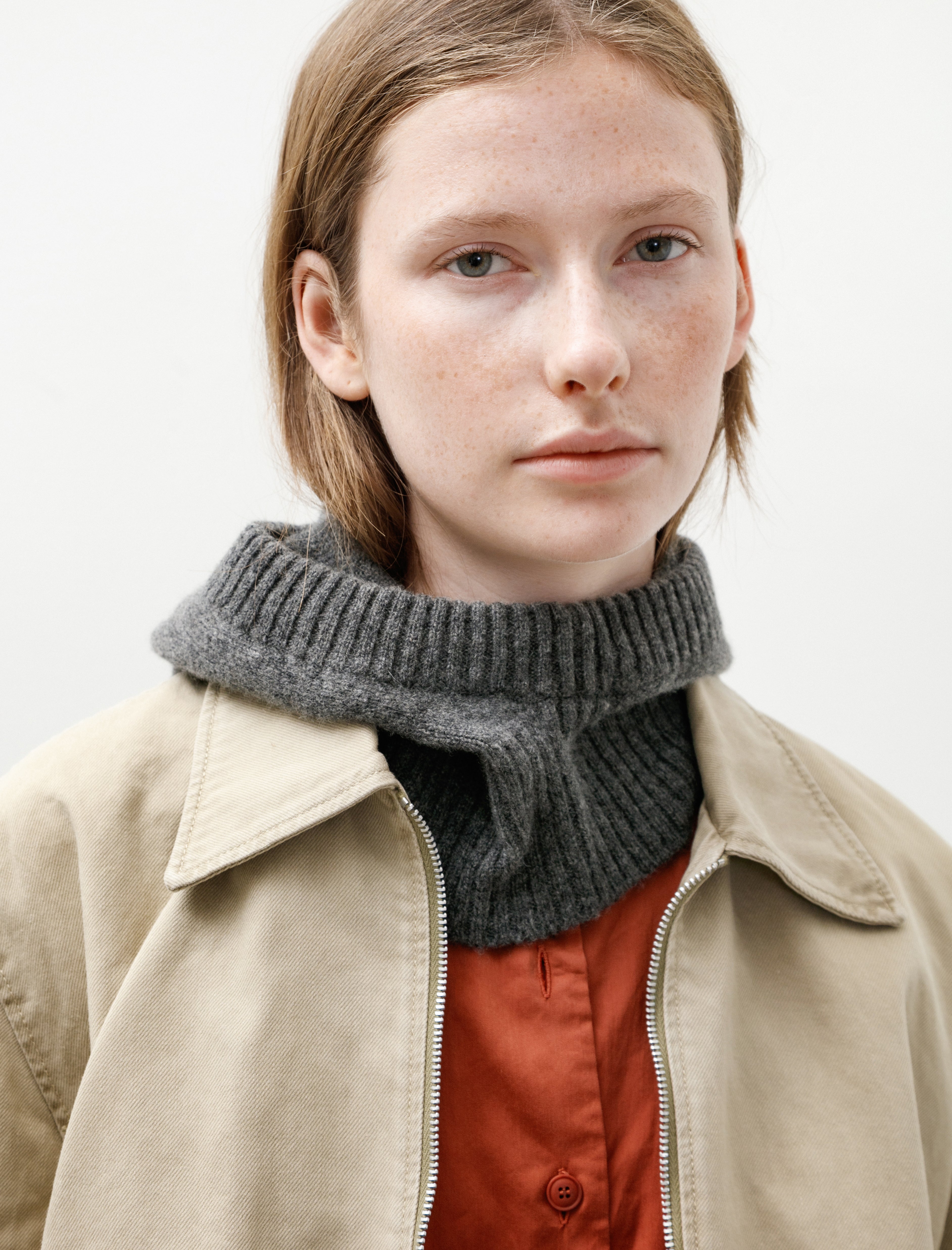 MHL Felted Hood Lambswool Grey Heather