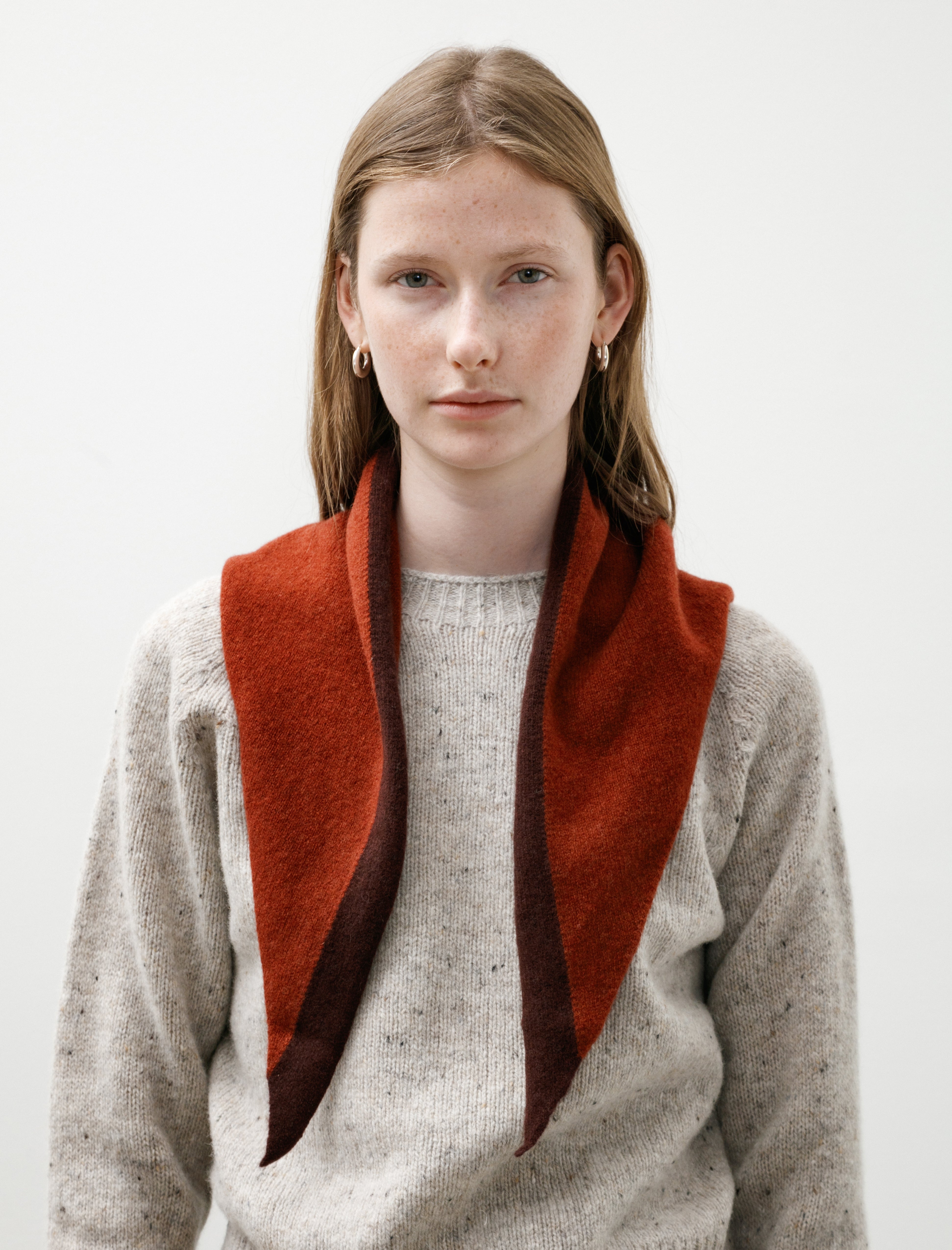 MHL Tipped Scout Scarf Lambswool Sienna Mahogany