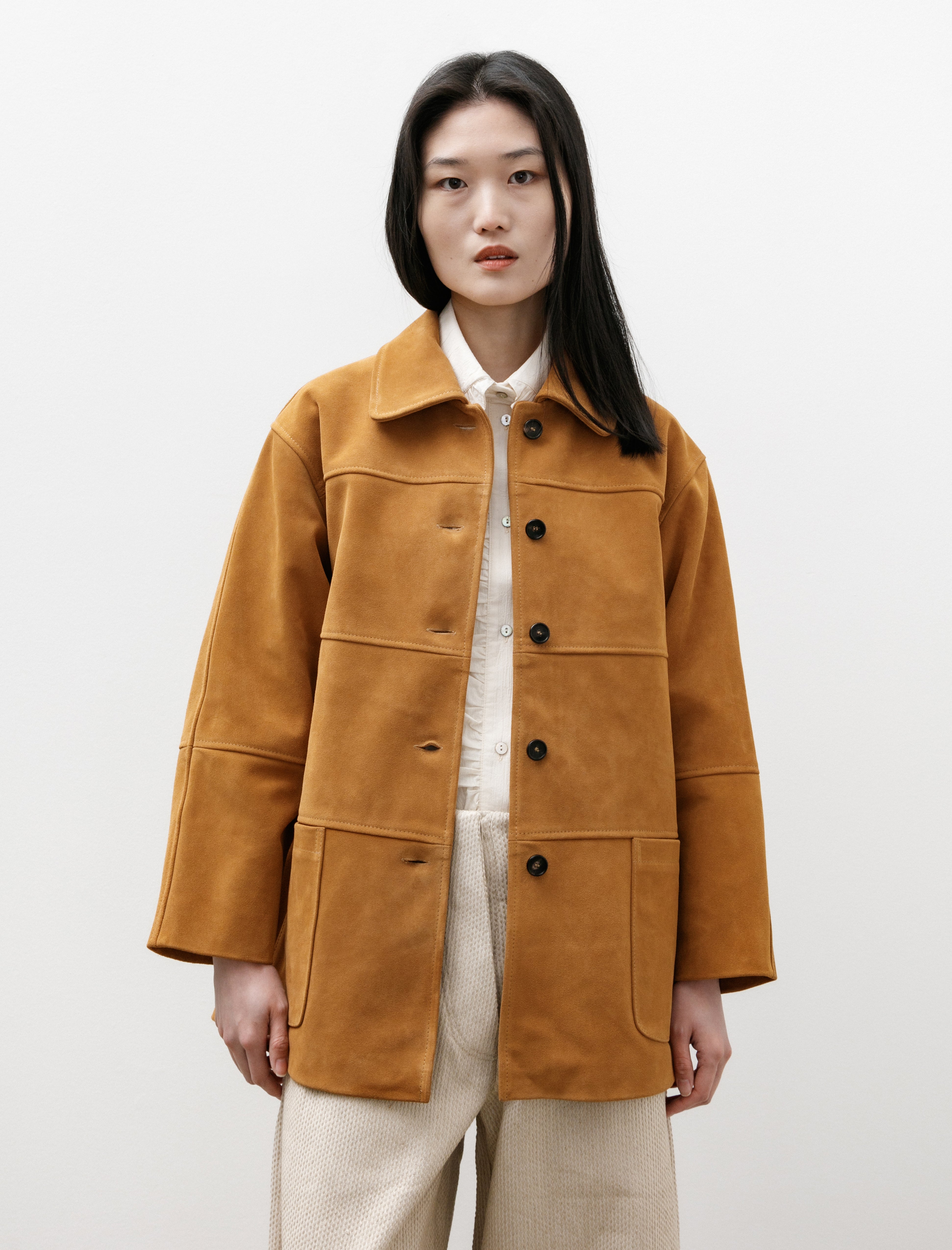 Cawley Quinn Jacket Panelled Suede Moroccan Flame