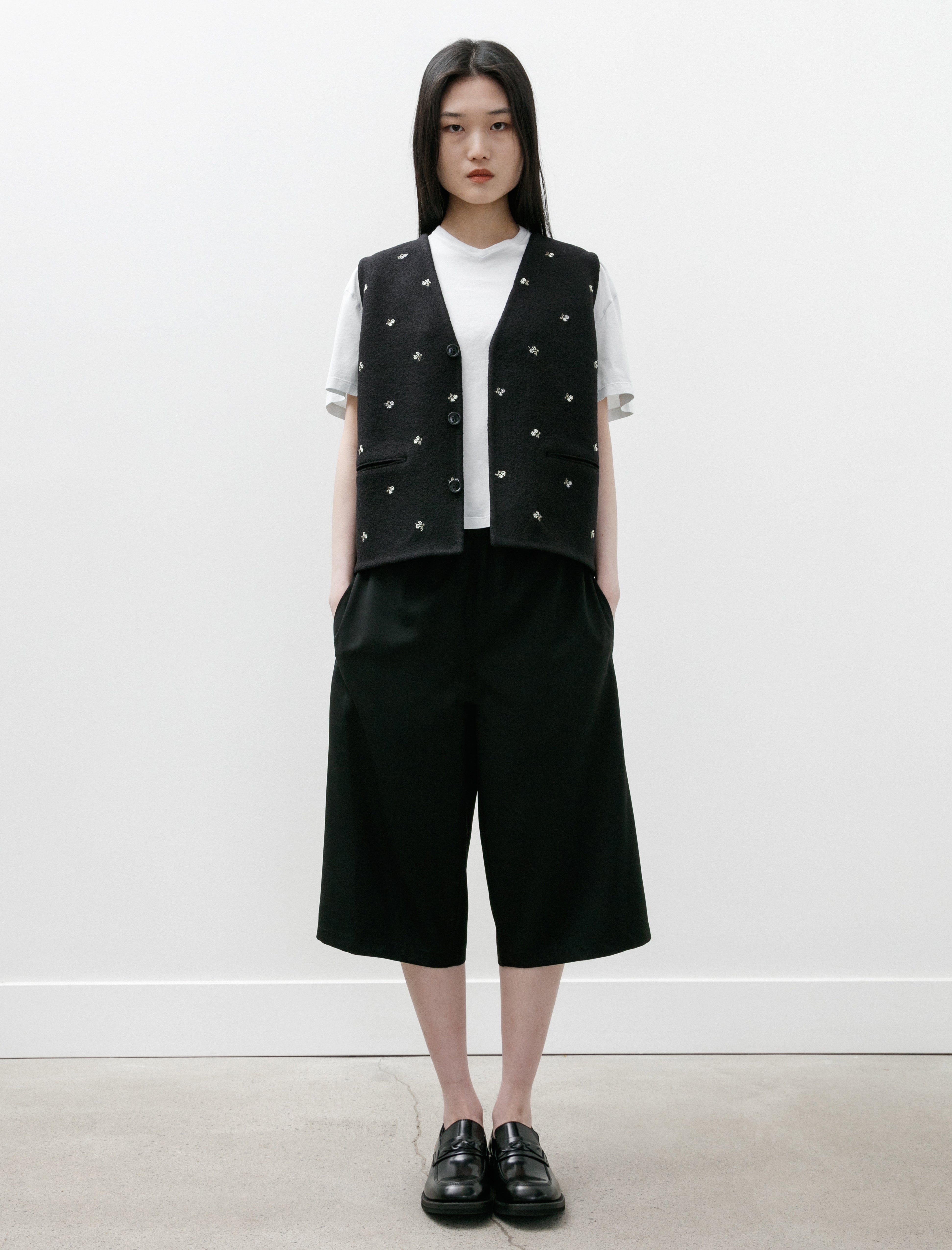 Rier Bermuda Shorts Black Popline Wool