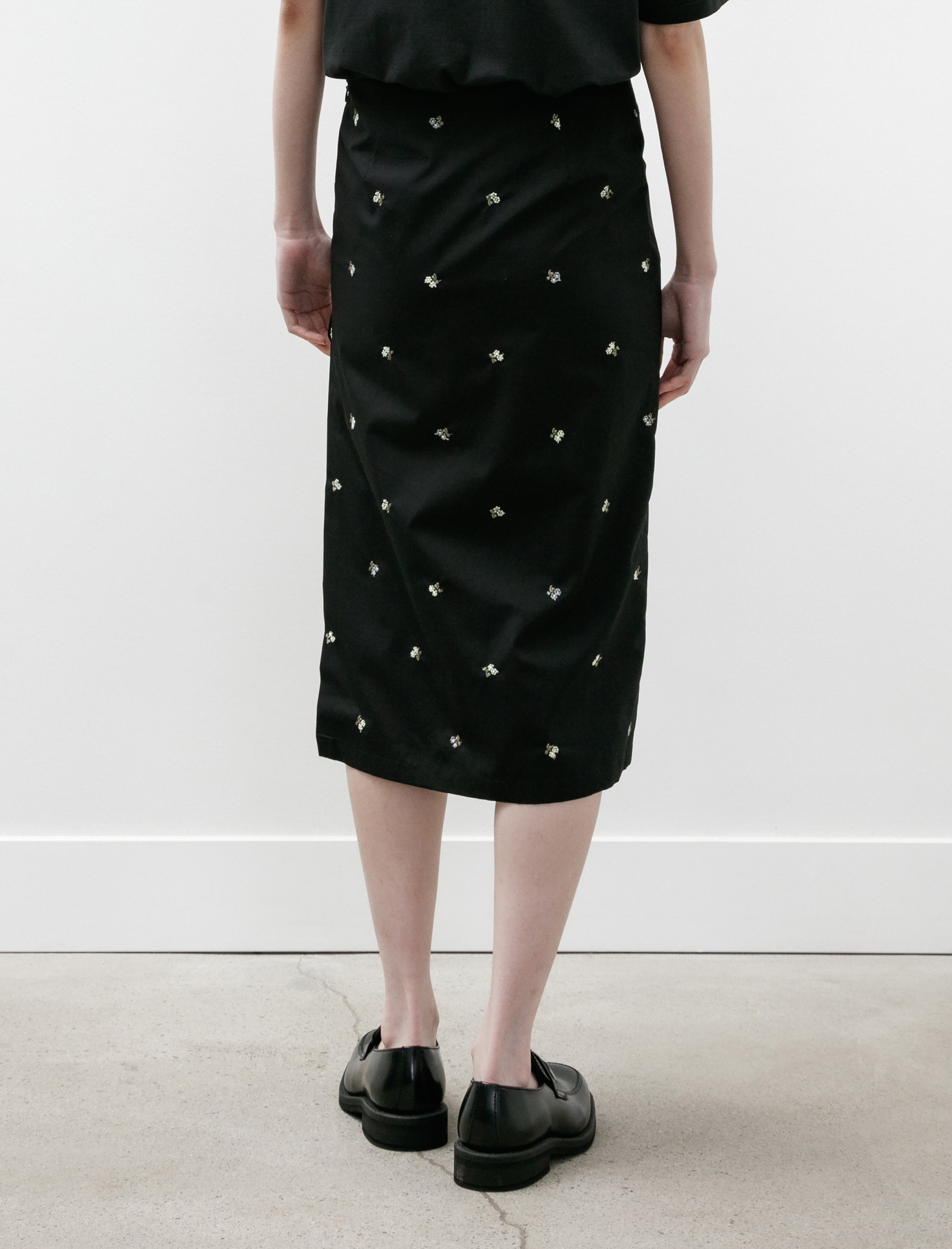 Rier Skirt Black Flowers Popline Cotton