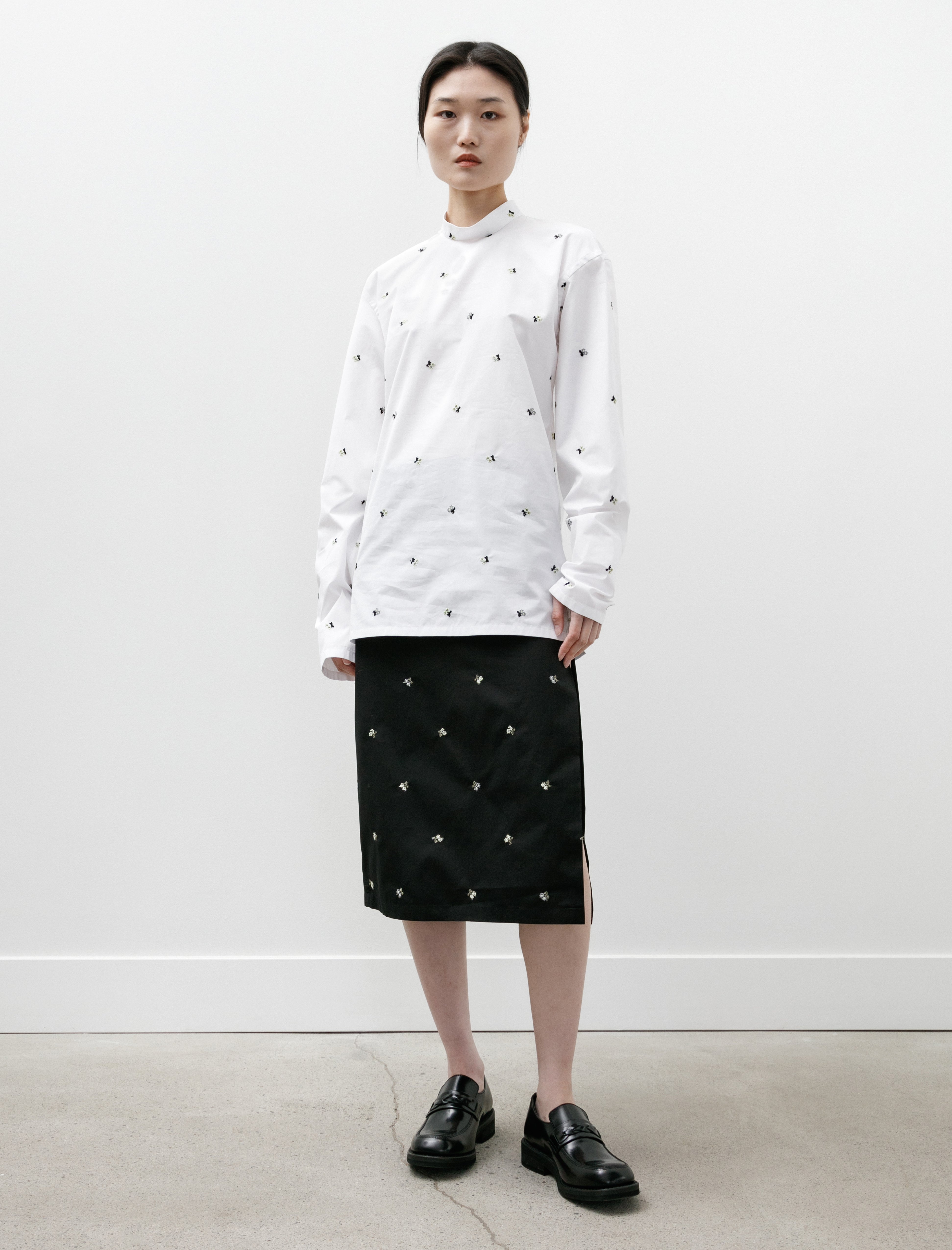 Rier Skirt Black Flowers Popline Cotton