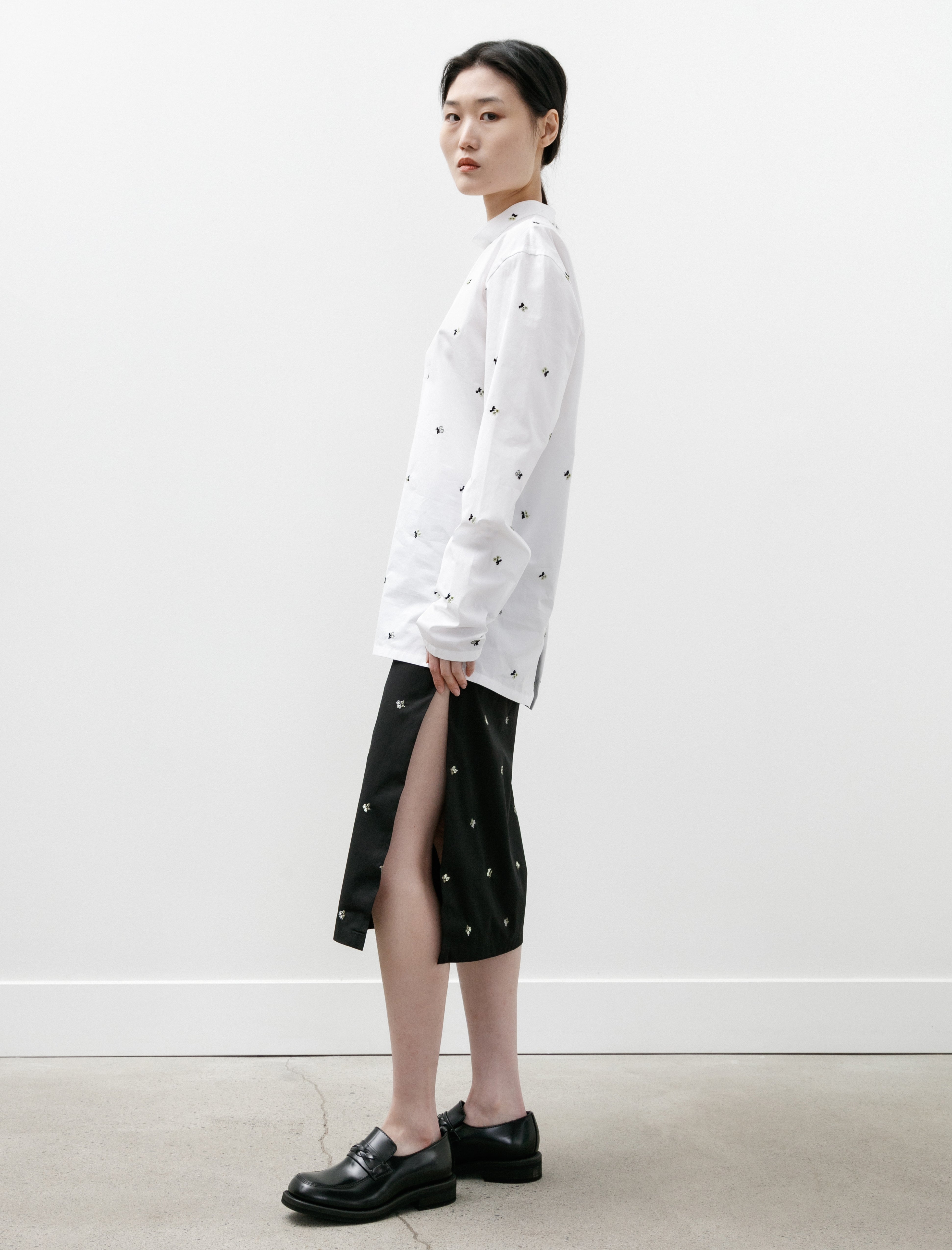 Rier Skirt Black Flowers Popline Cotton