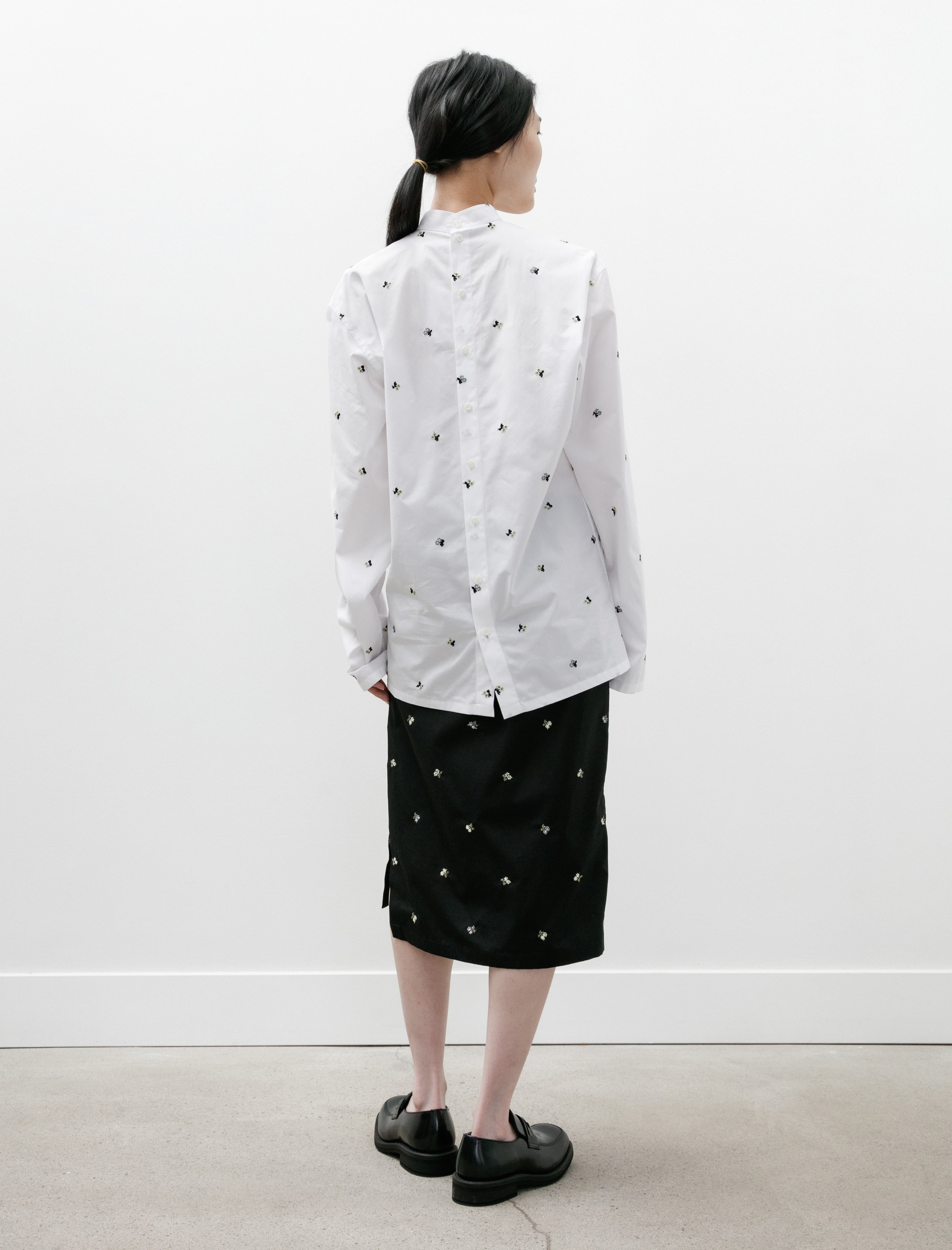 Rier Skirt Black Flowers Popline Cotton