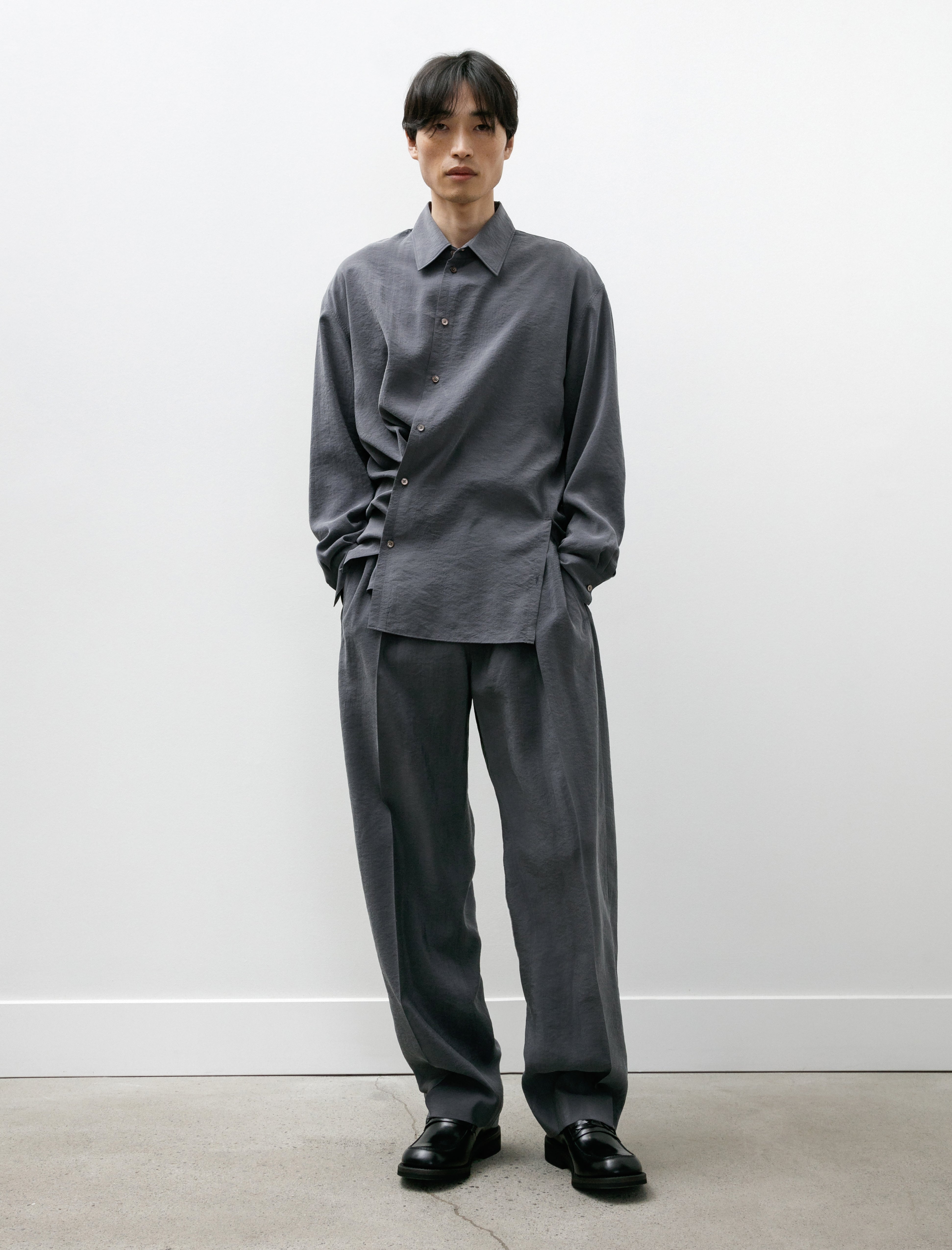 Lemaire Belted Relaxed Pants Asphalt