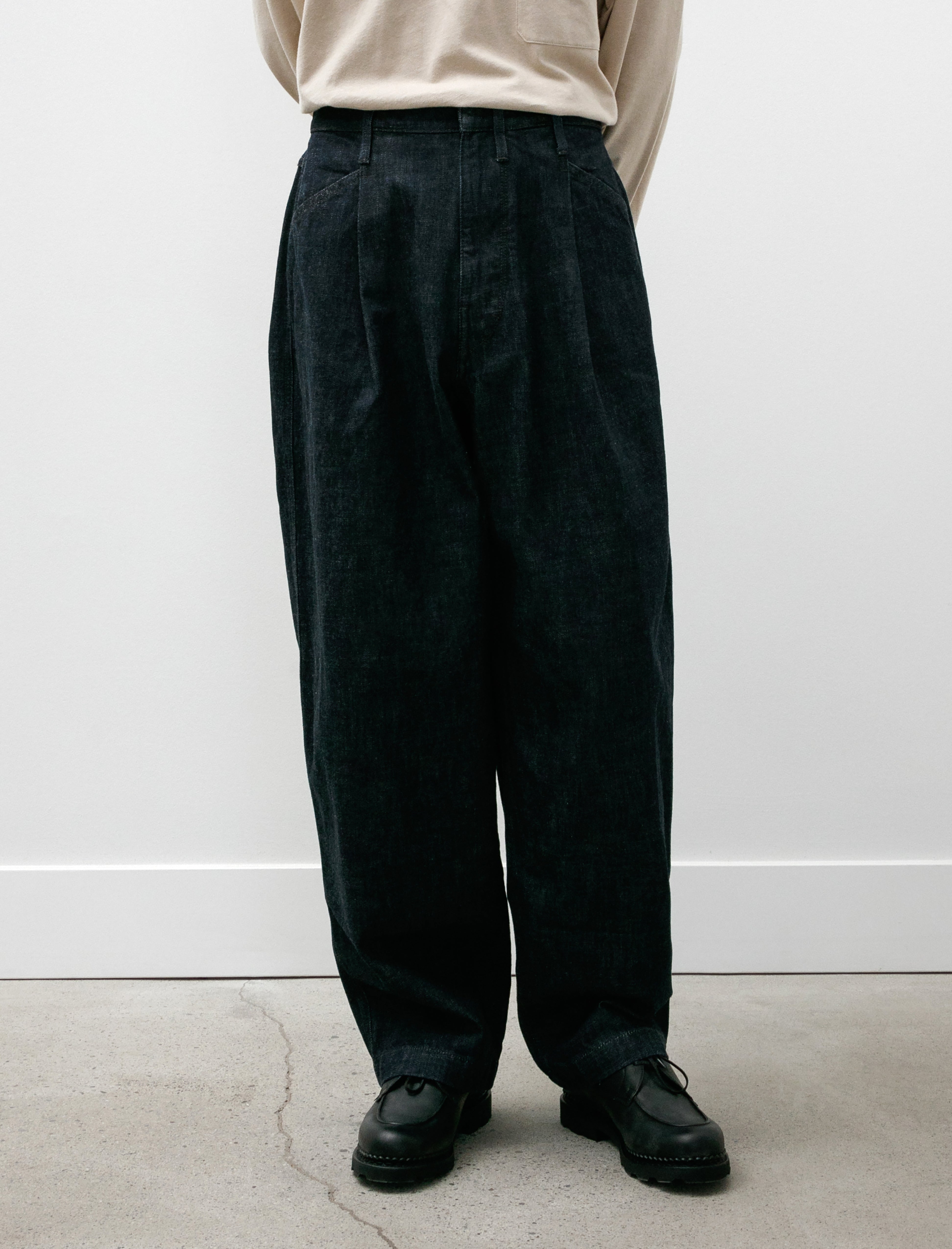 Lemaire Pleated Workwear Pants Denim Indigo