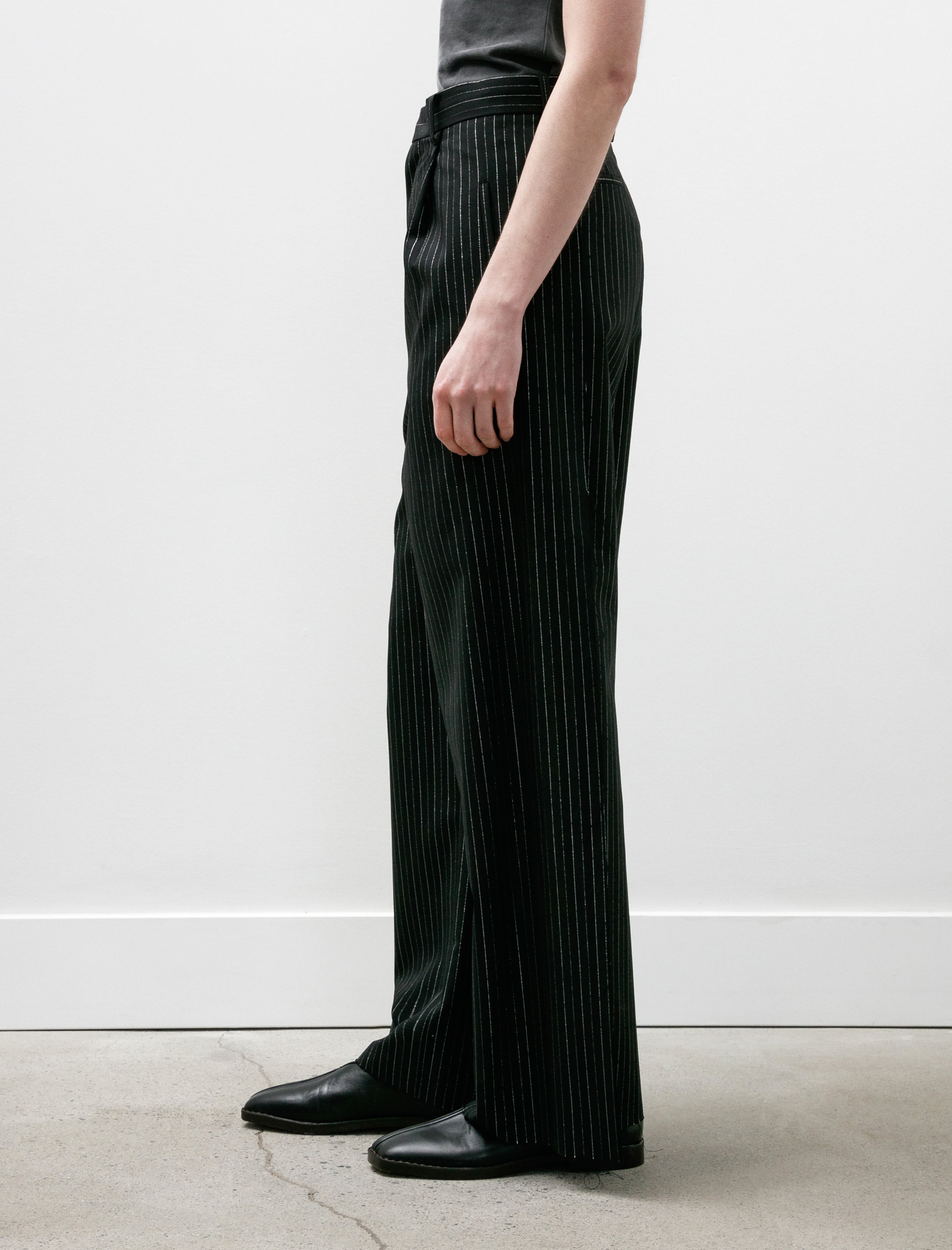Kanako Sakai Pinstriped Glitter Trousers Black