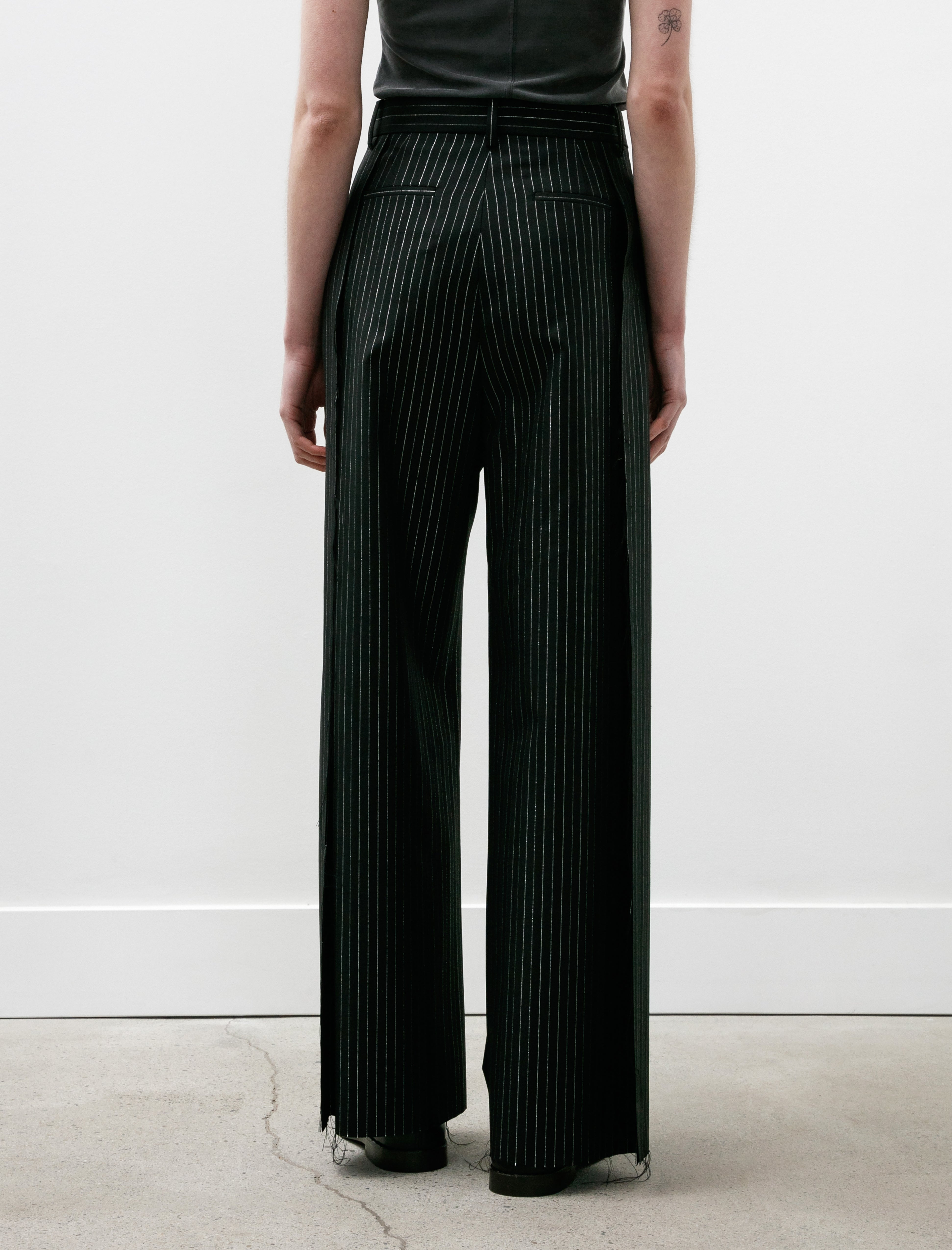 Kanako Sakai Pinstriped Glitter Trousers Black
