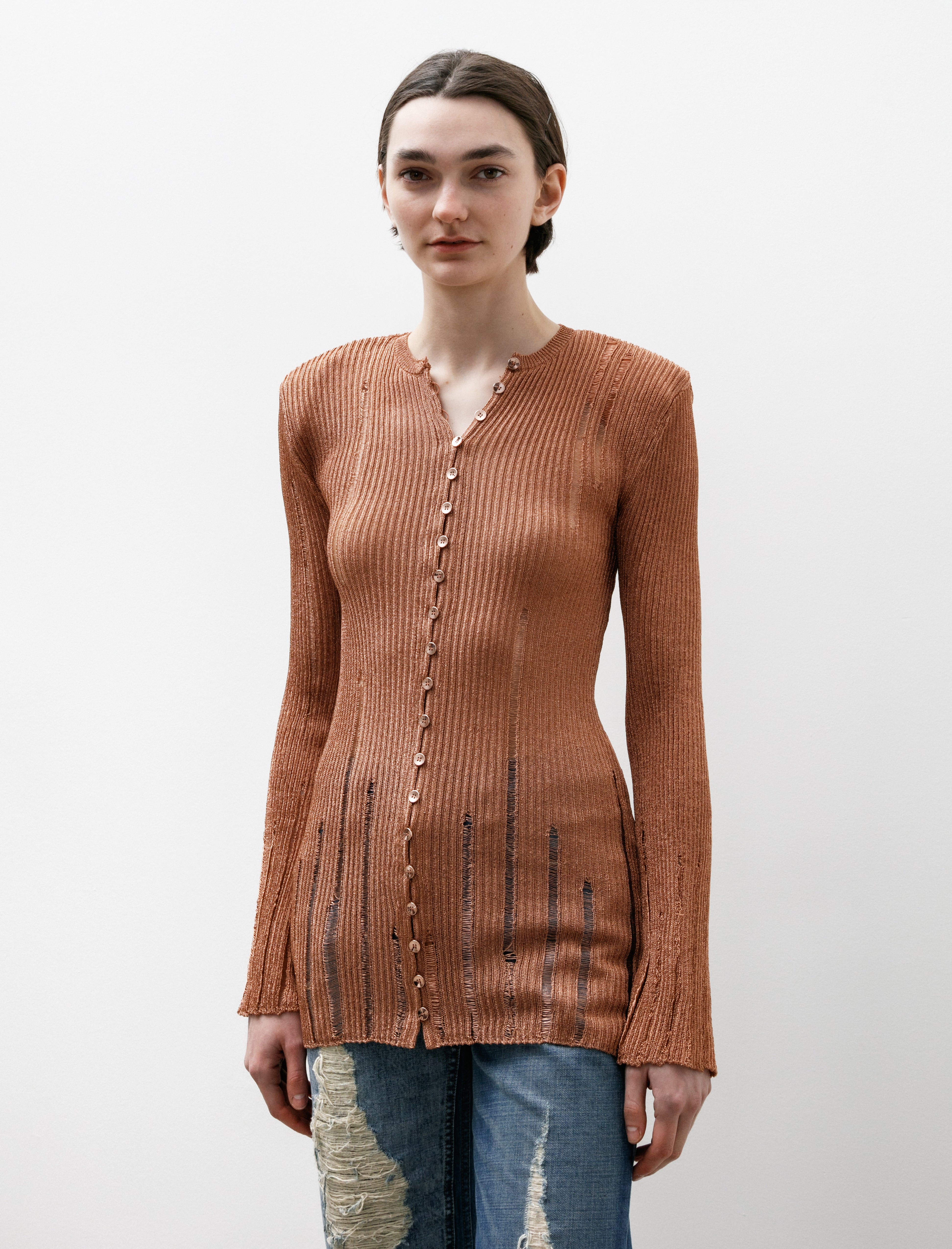 Kanako Sakai Metallic Cardigan Copper