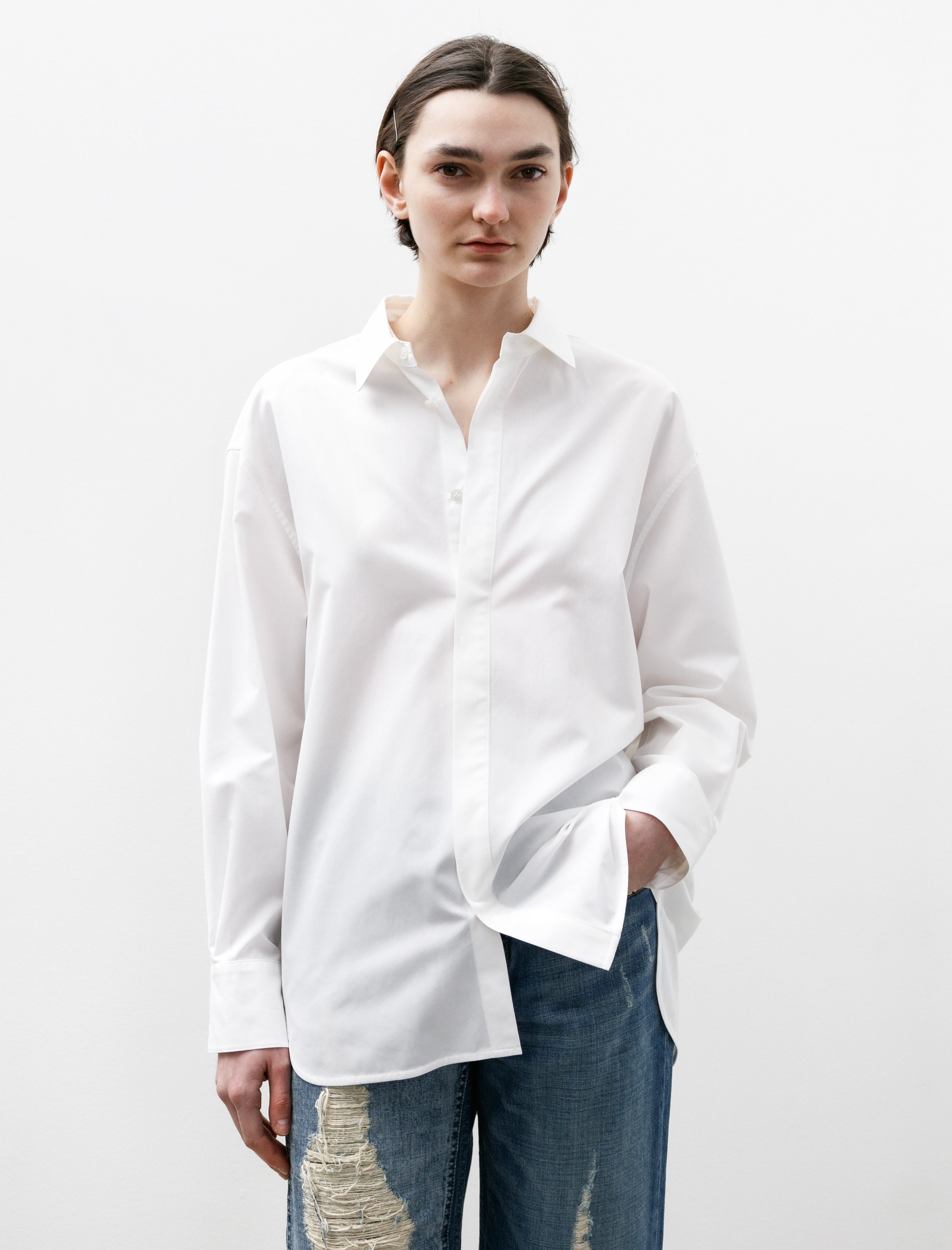 Kanako Sakai Japanese Embroidered Cotton Shirt White