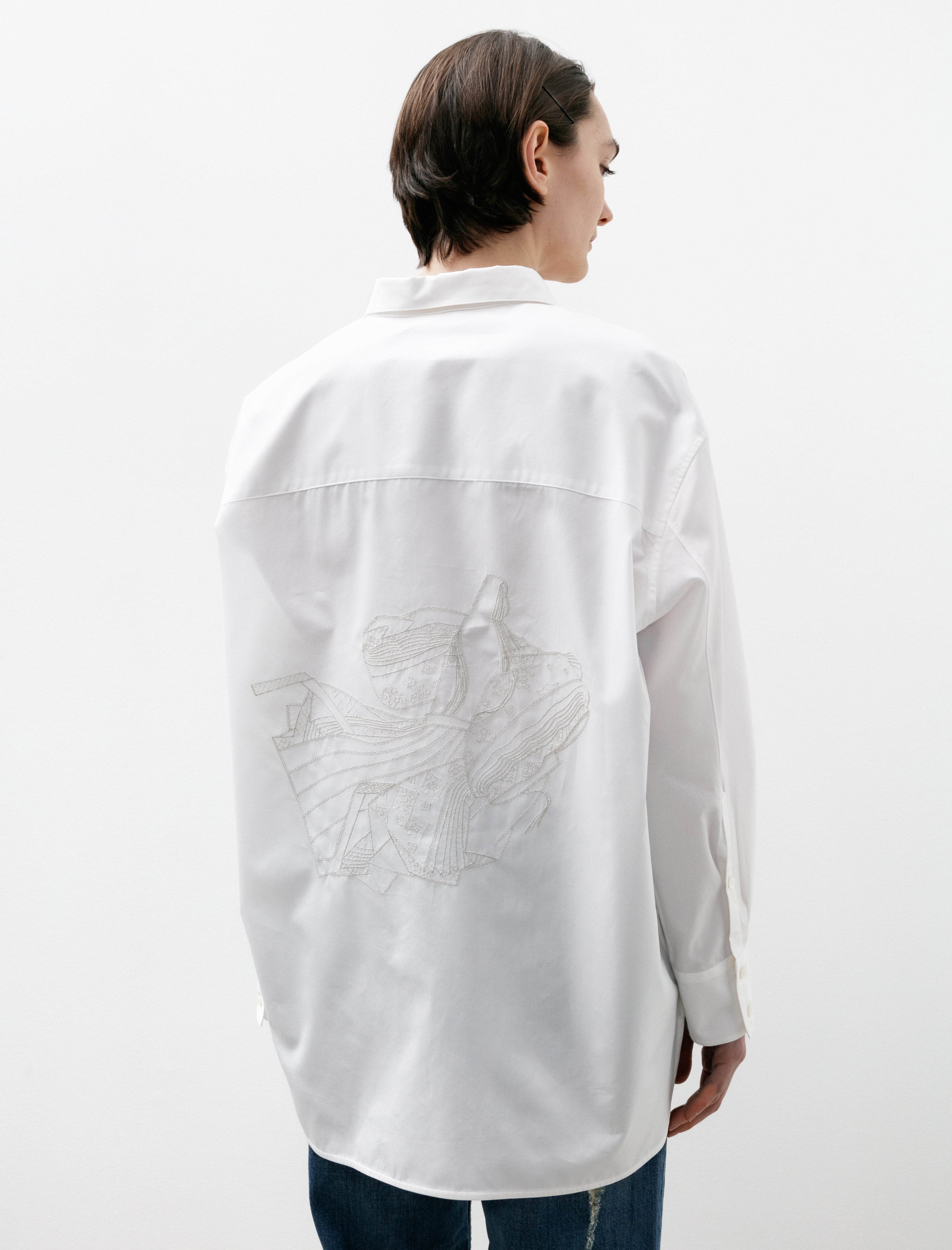 Kanako Sakai Japanese Embroidered Cotton Shirt White