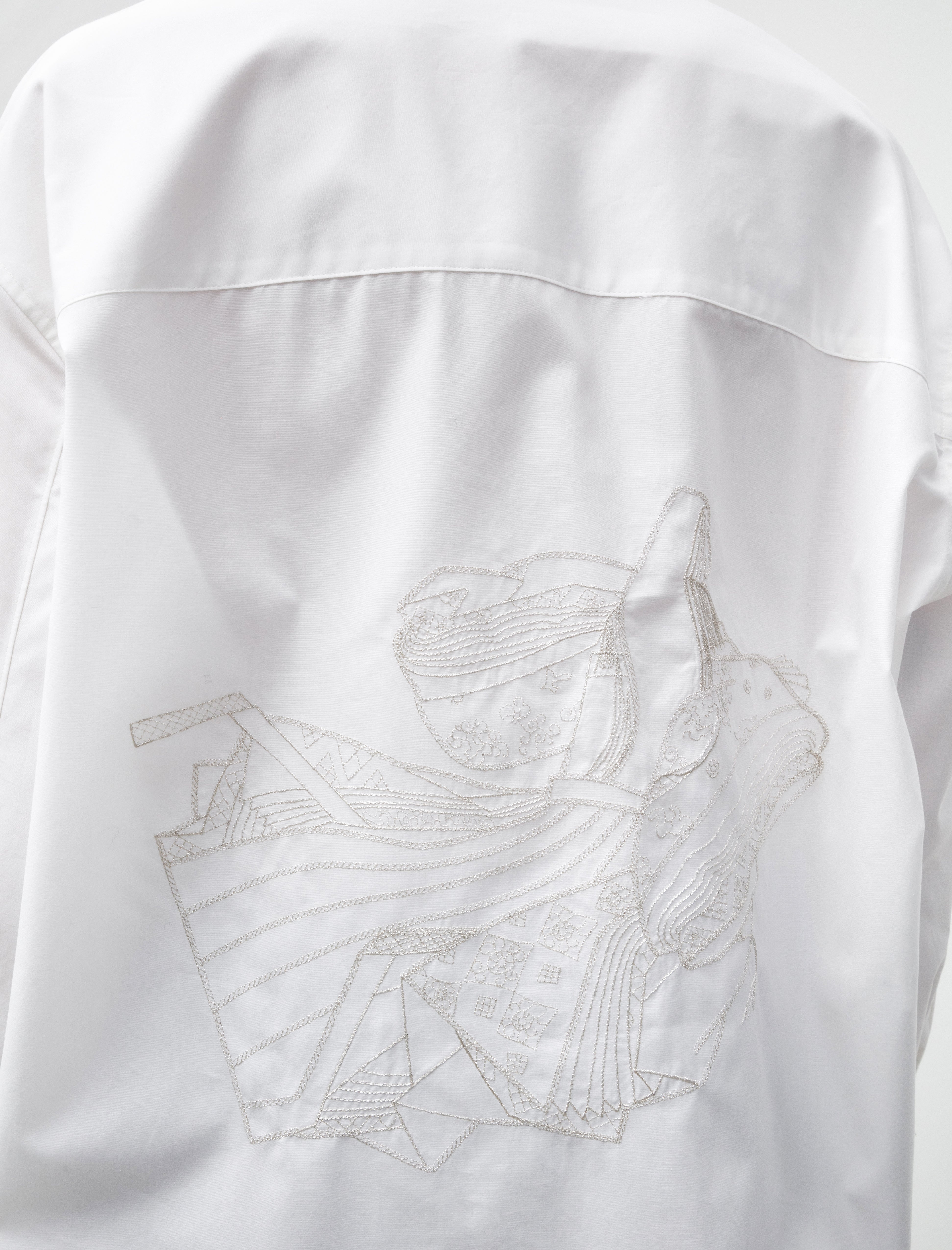Kanako Sakai Japanese Embroidered Cotton Shirt White