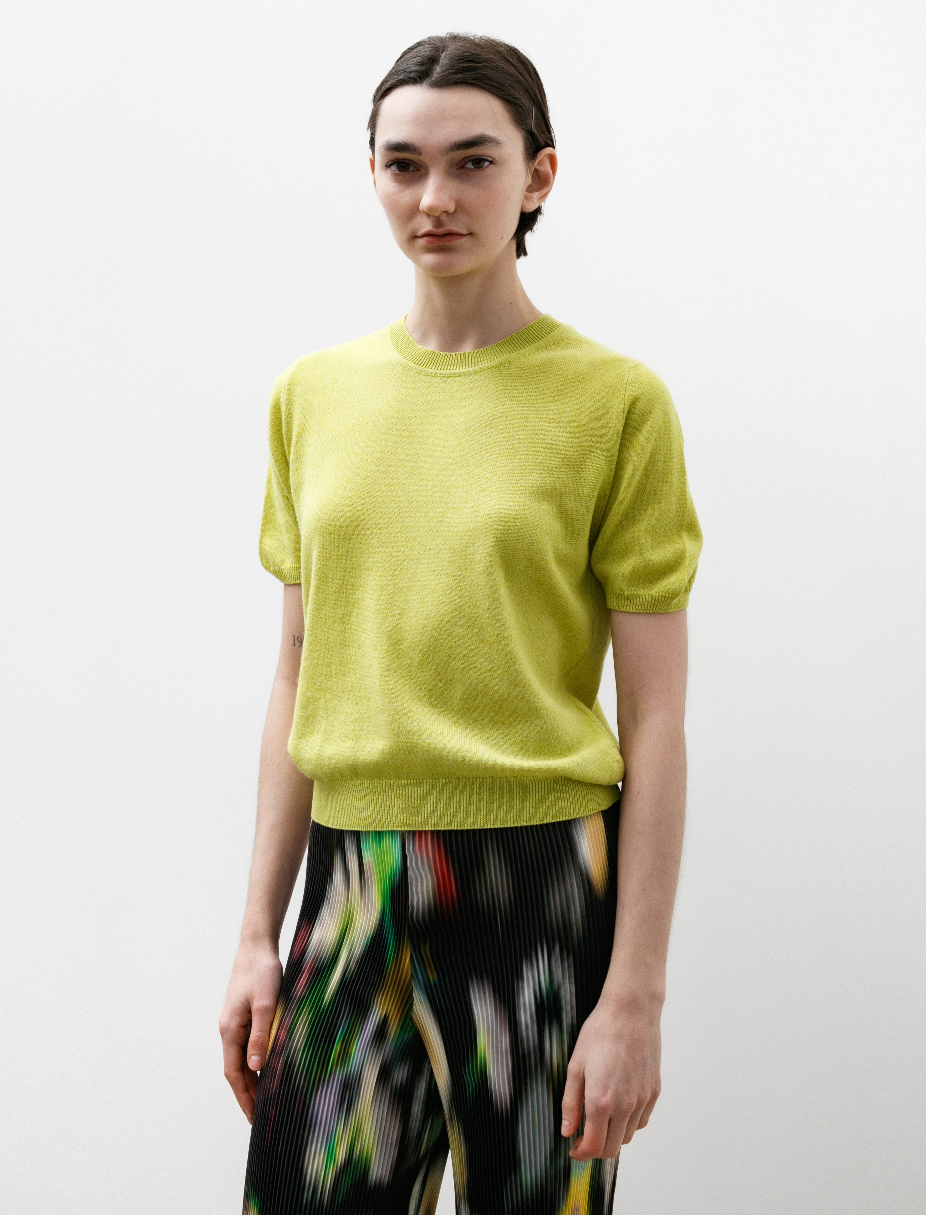 & Daughter Emer T-Shirt Cotton Cashmere Lime Green