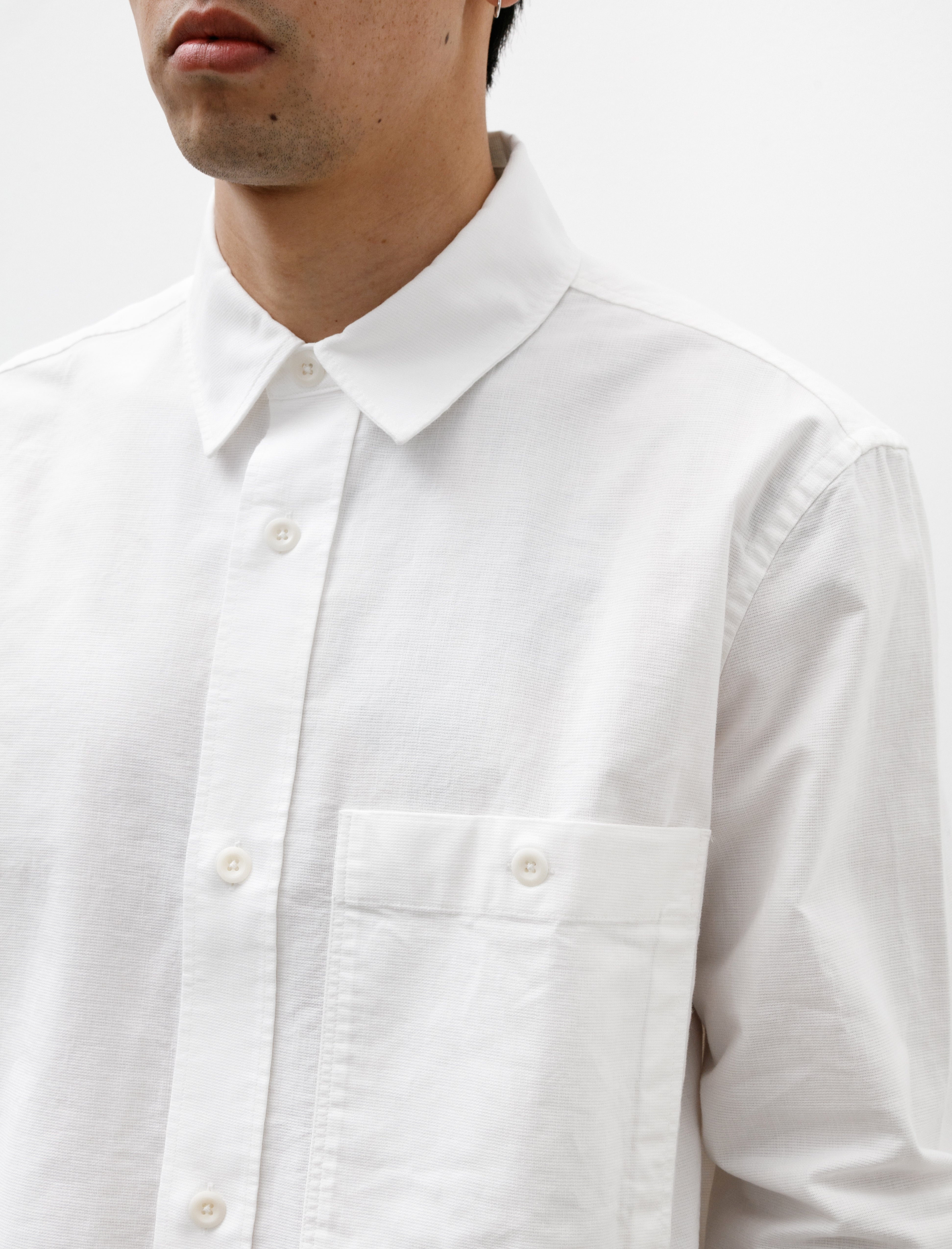 Margaret Howell MHL Overall Shirt Textured Cotton Off White