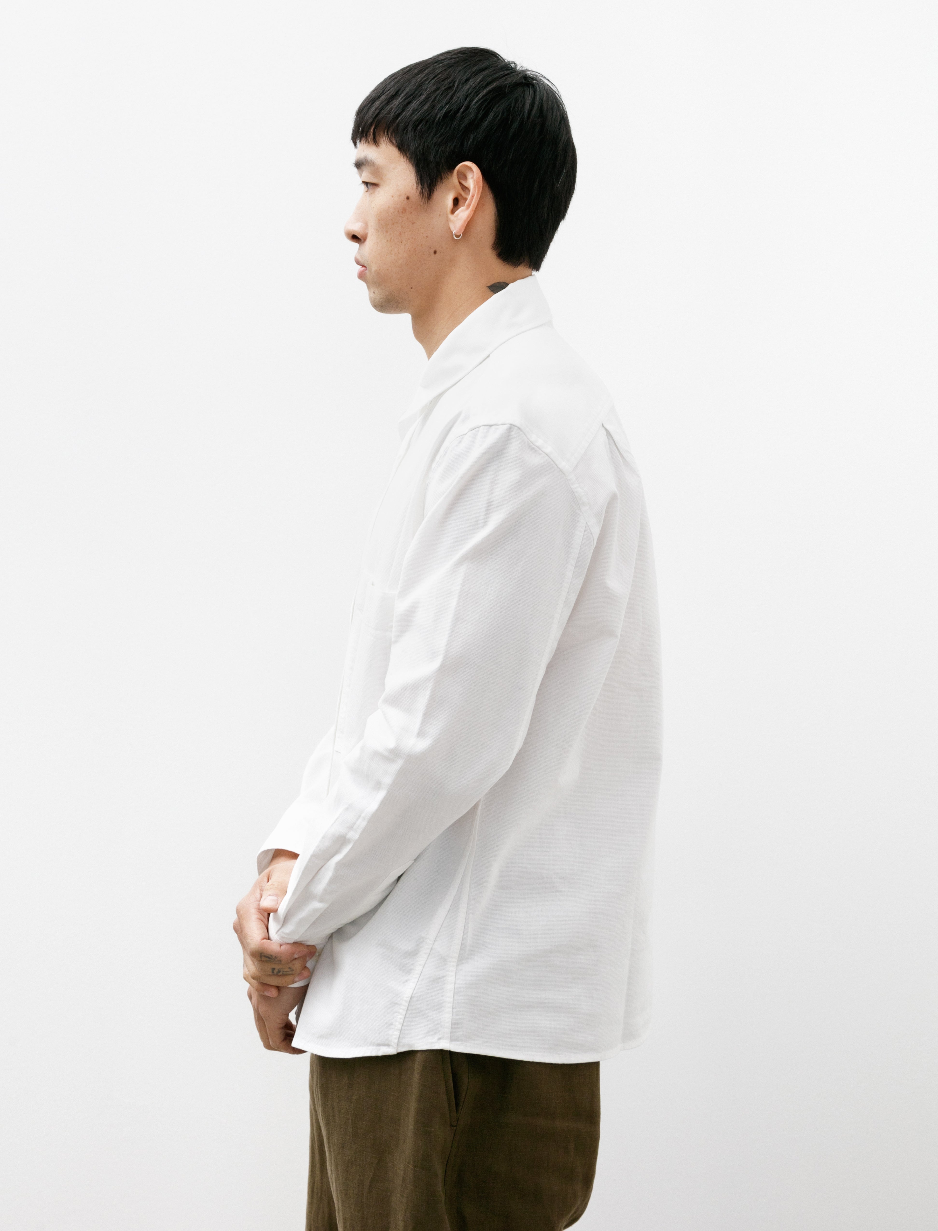 Margaret Howell MHL Overall Shirt Textured Cotton Off White