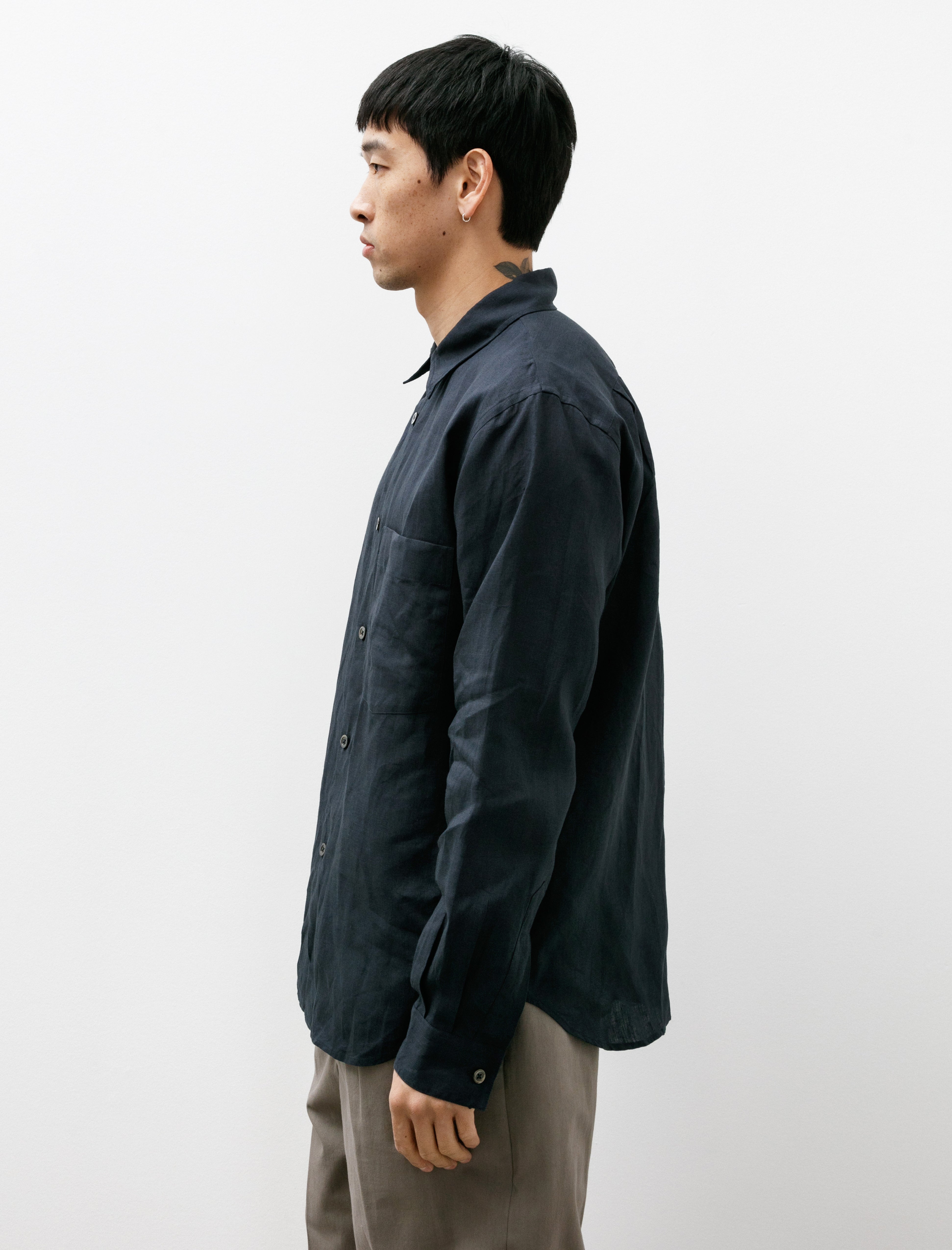 Margaret Howell Basic Shirt Linen Dark Navy