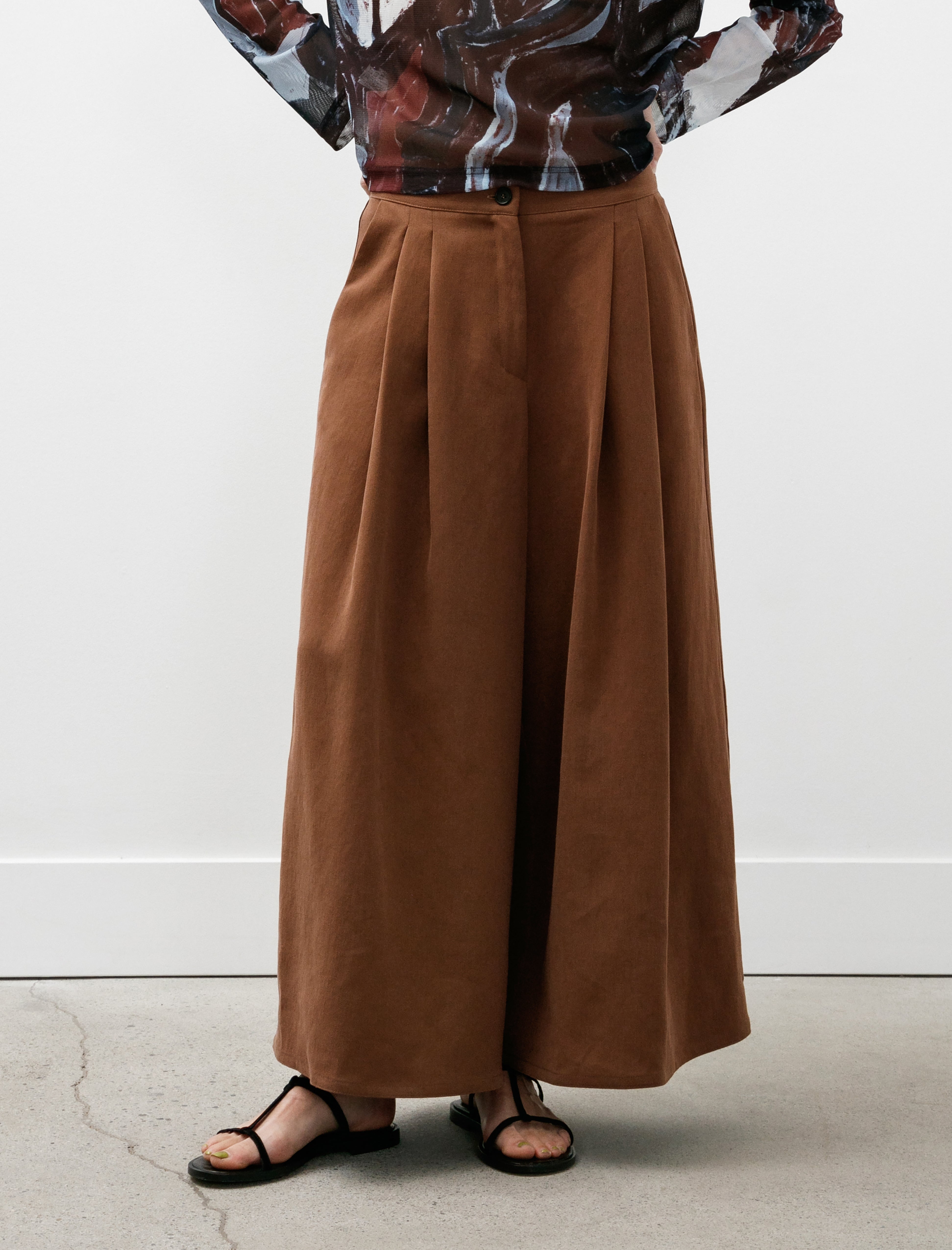 Dusan Samurai Twisted Pants Satin Linen Terracotta
