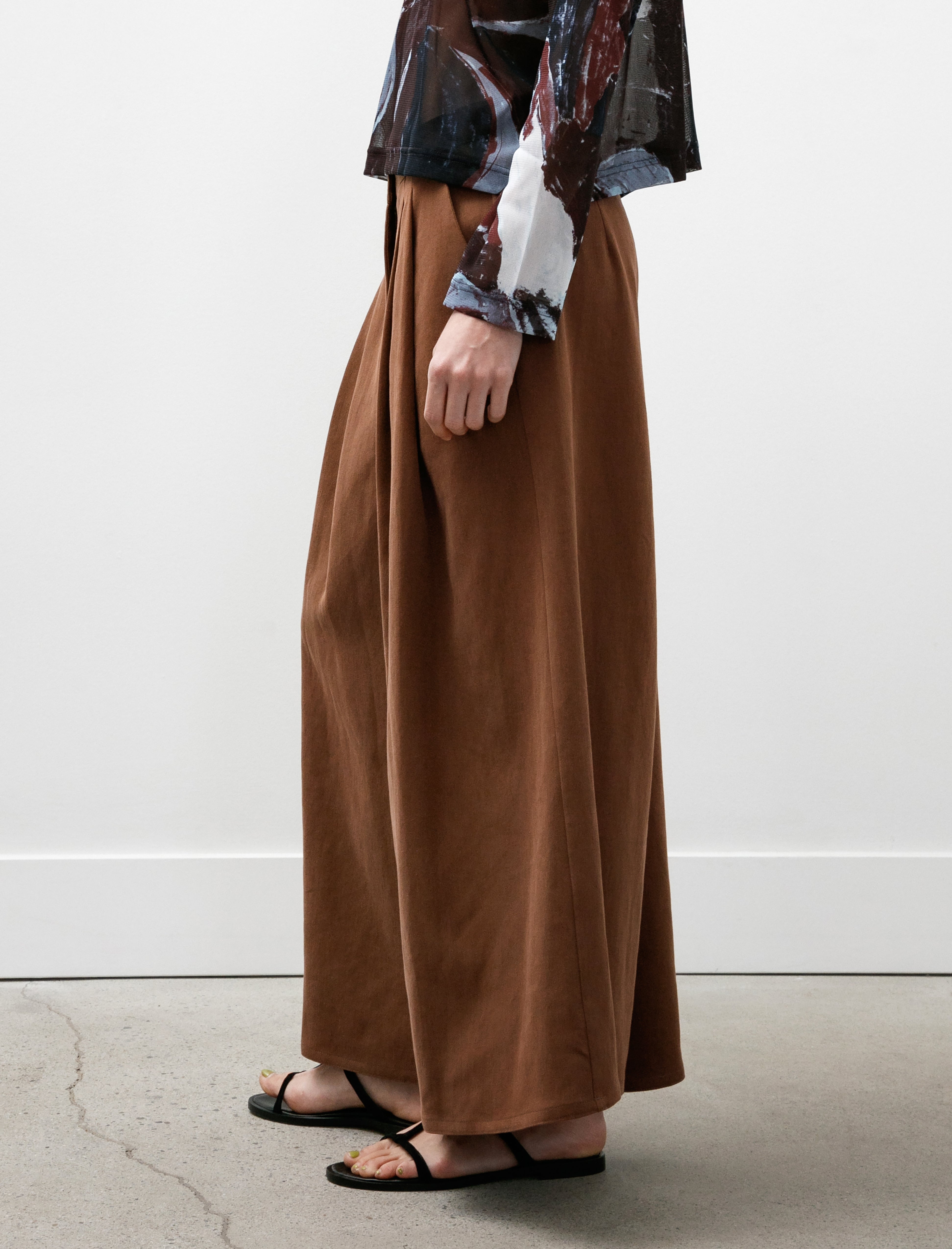 Dusan Samurai Twisted Pants Satin Linen Terracotta