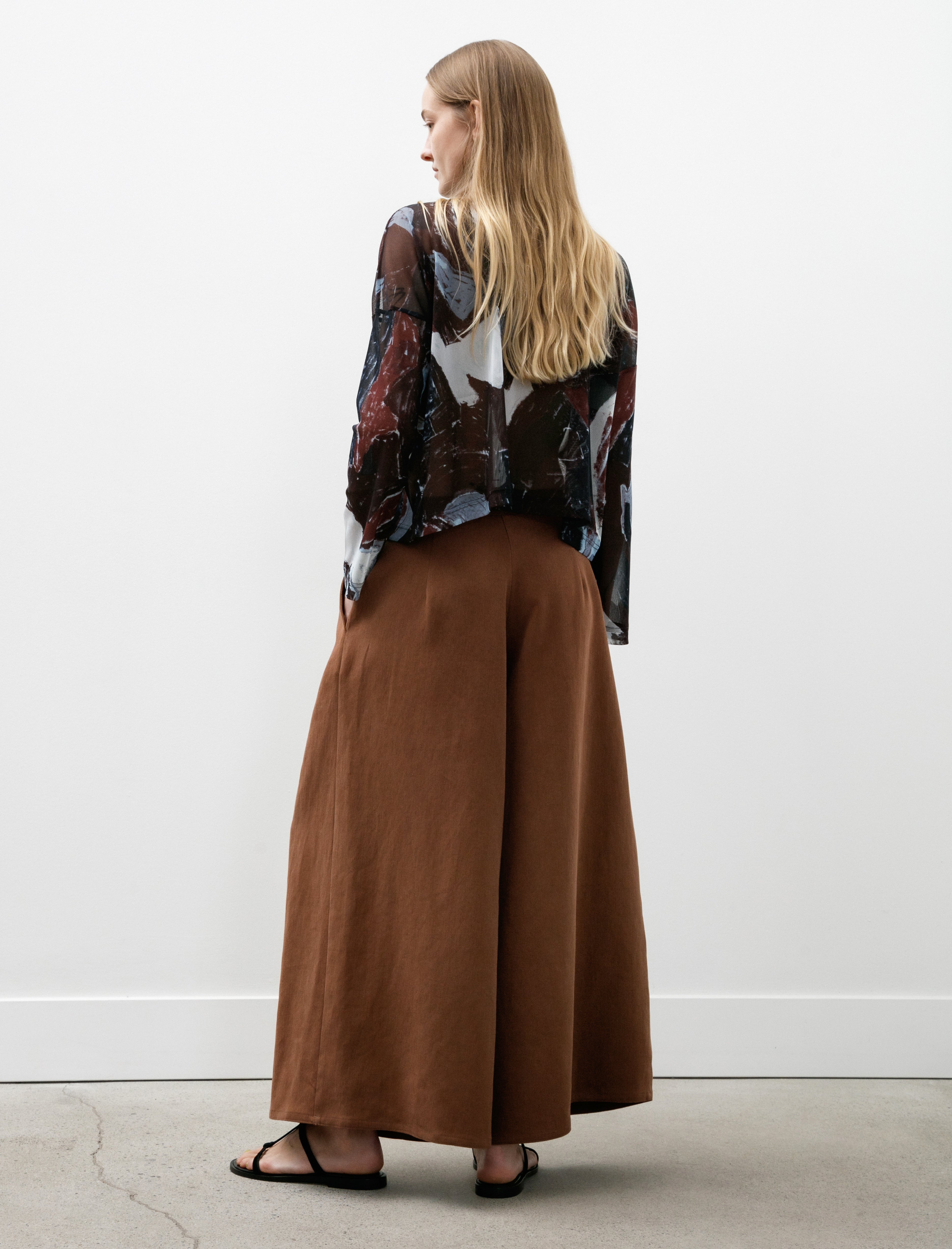 Dusan Samurai Twisted Pants Satin Linen Terracotta