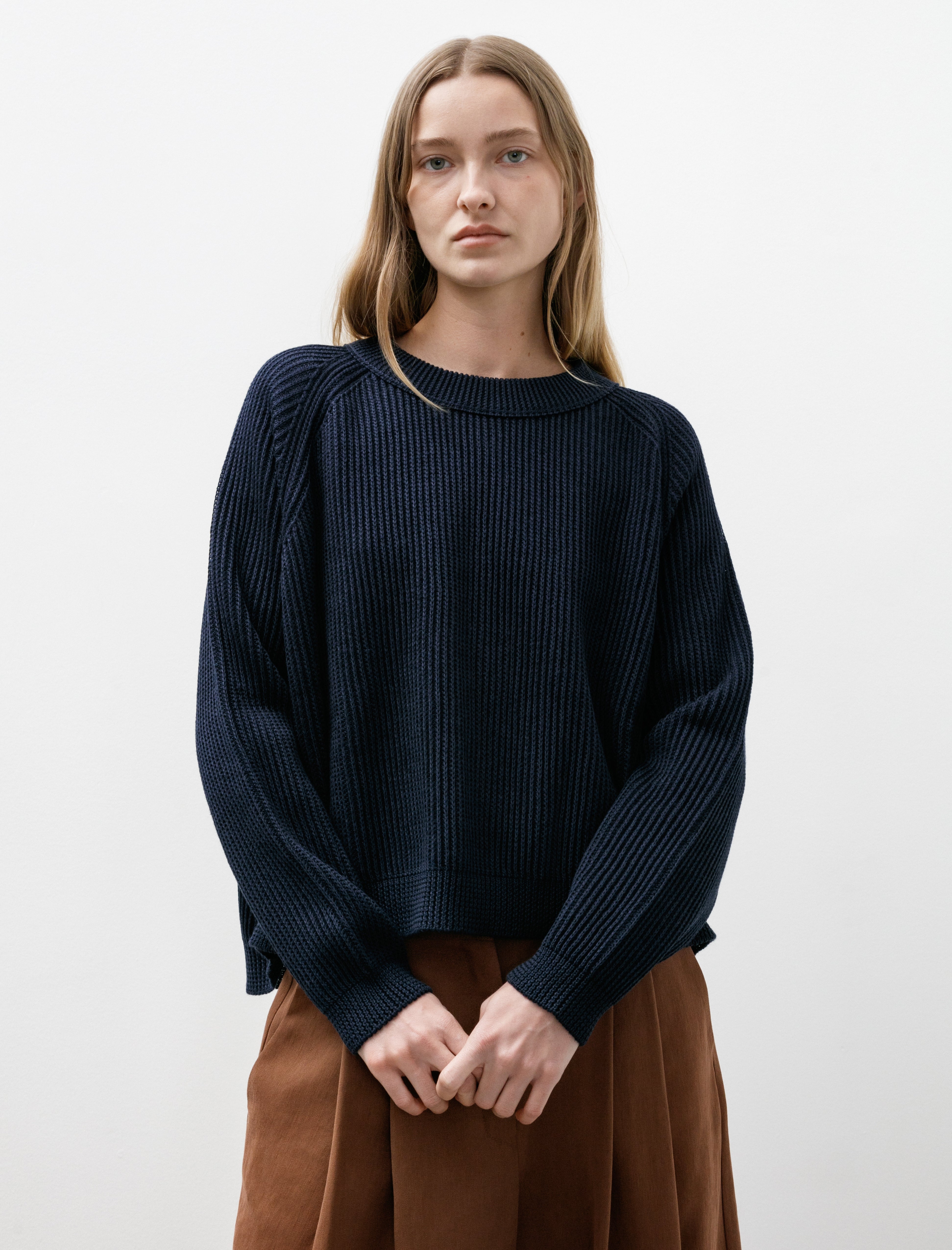 Dusan Deep Raglan Easy Sweater Linen Midnight
