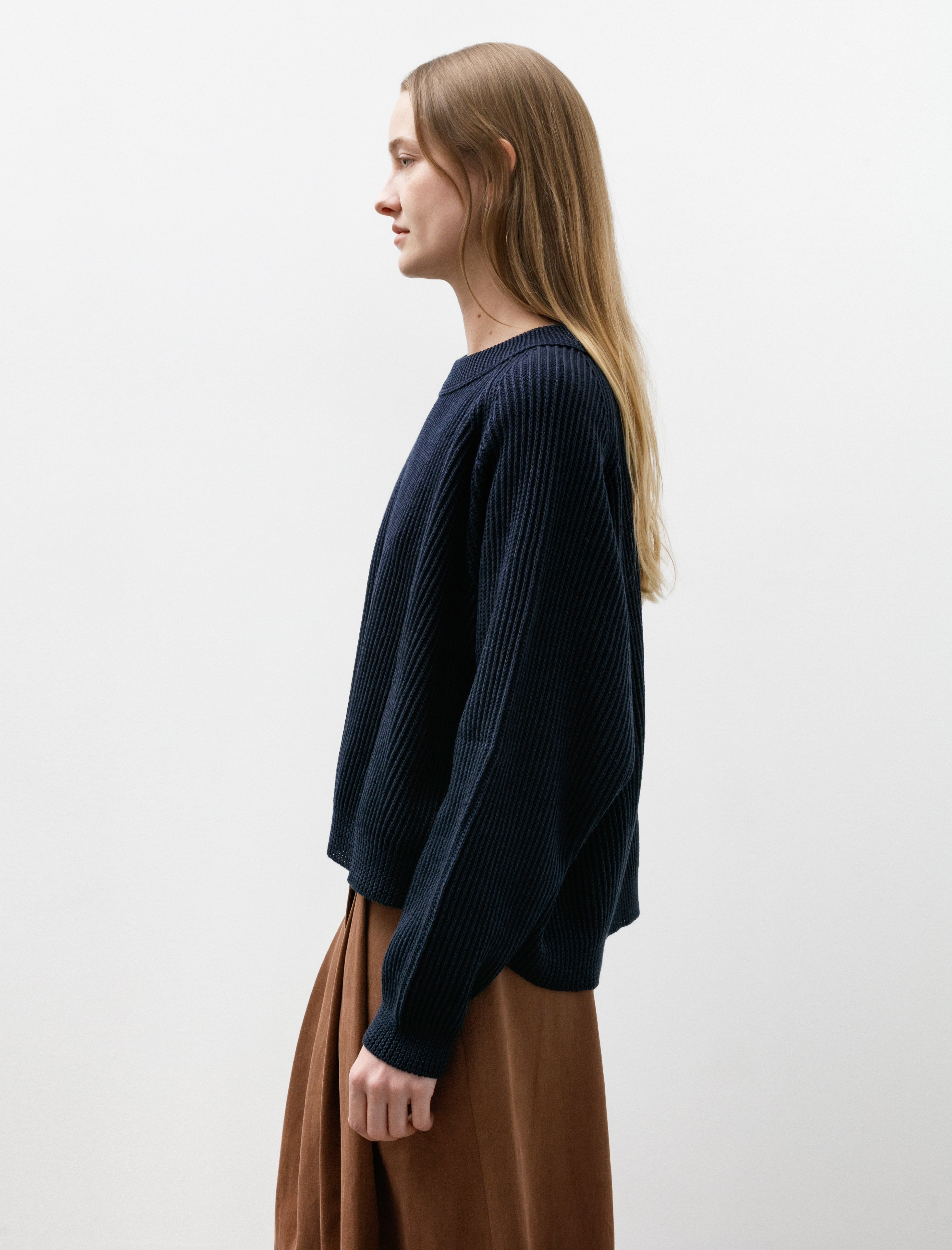 Dusan Deep Raglan Easy Sweater Linen Midnight