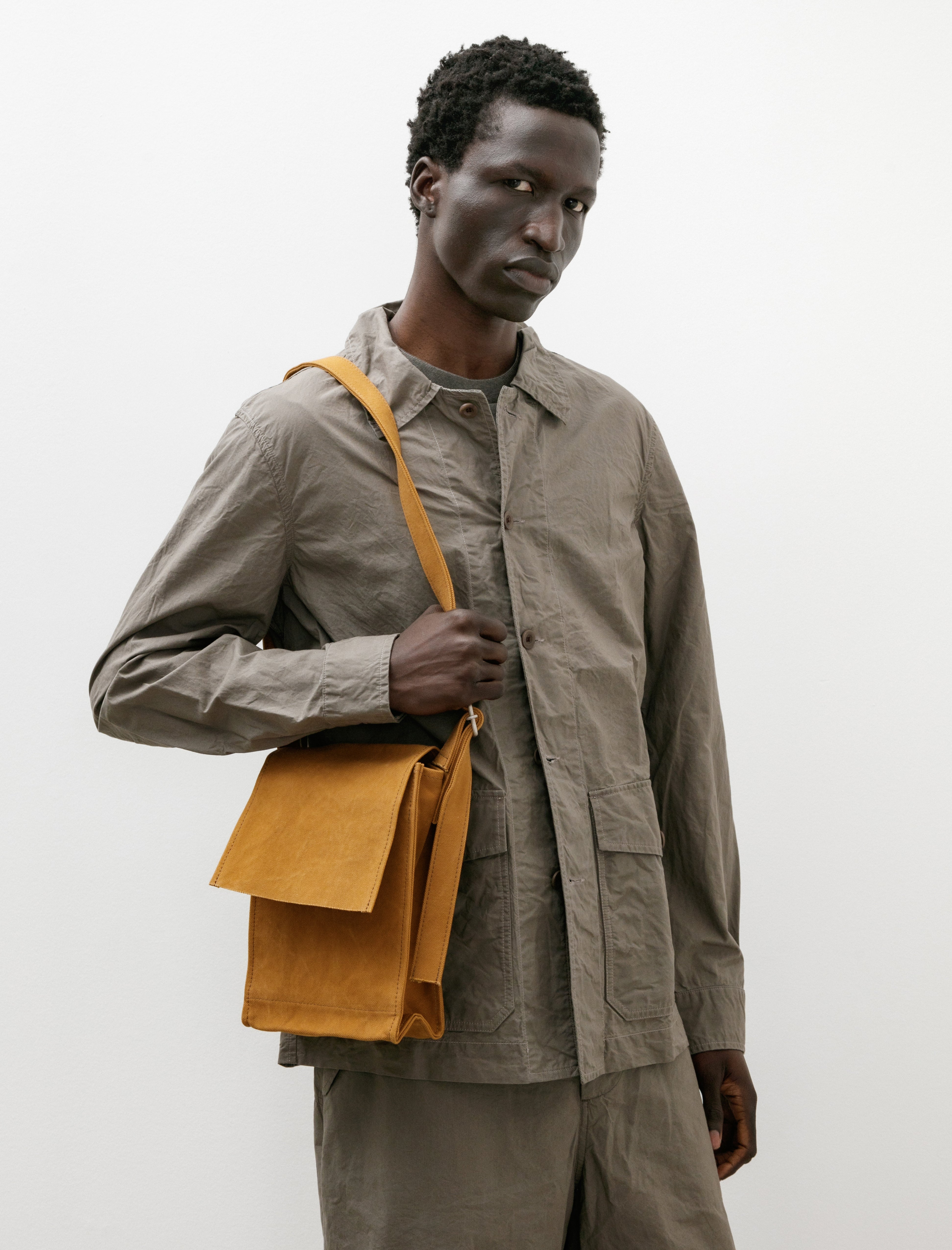 Amiacalva Washed Canvas Shoulder Bag Small Mustard