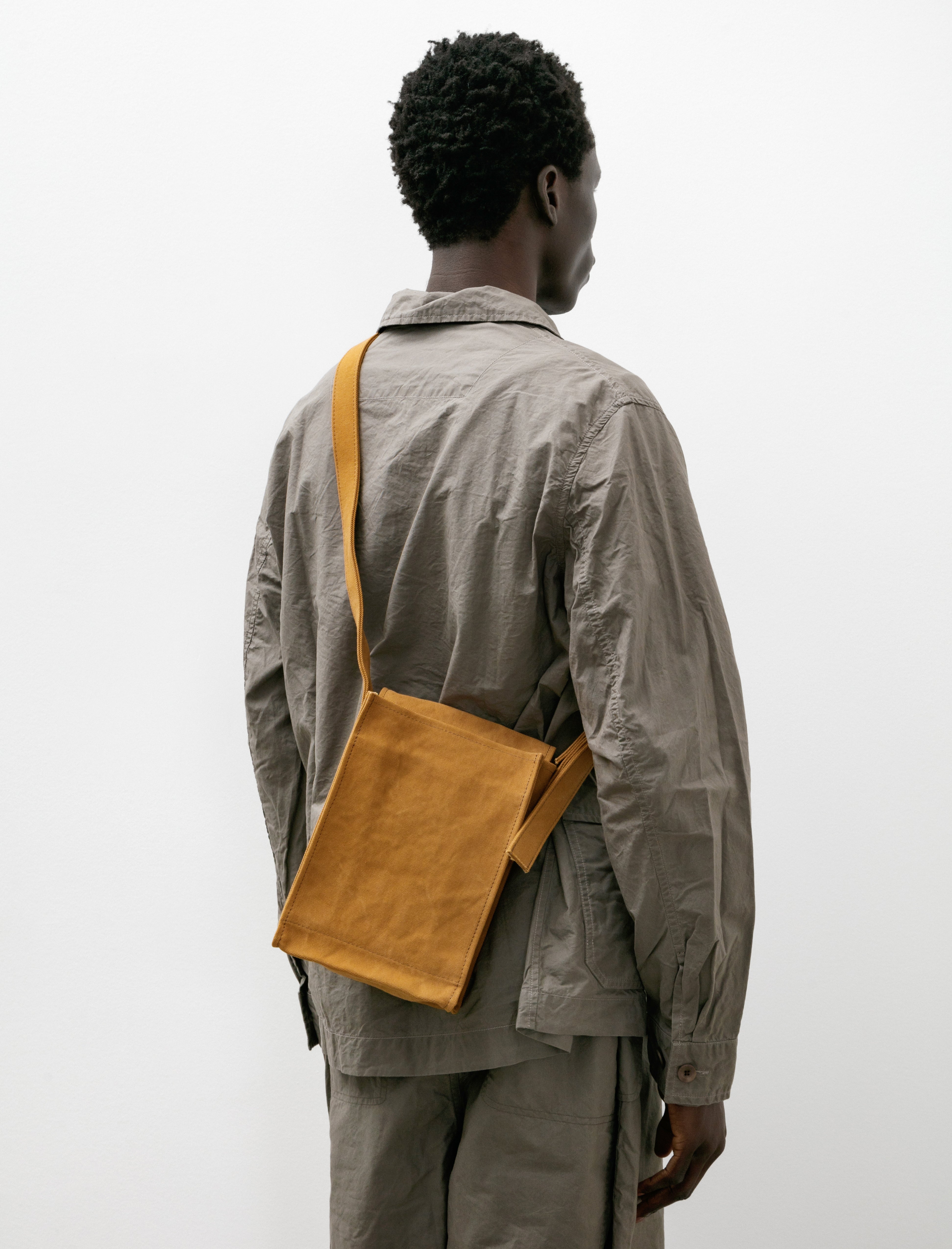 Amiacalva Washed Canvas Shoulder Bag Small Mustard