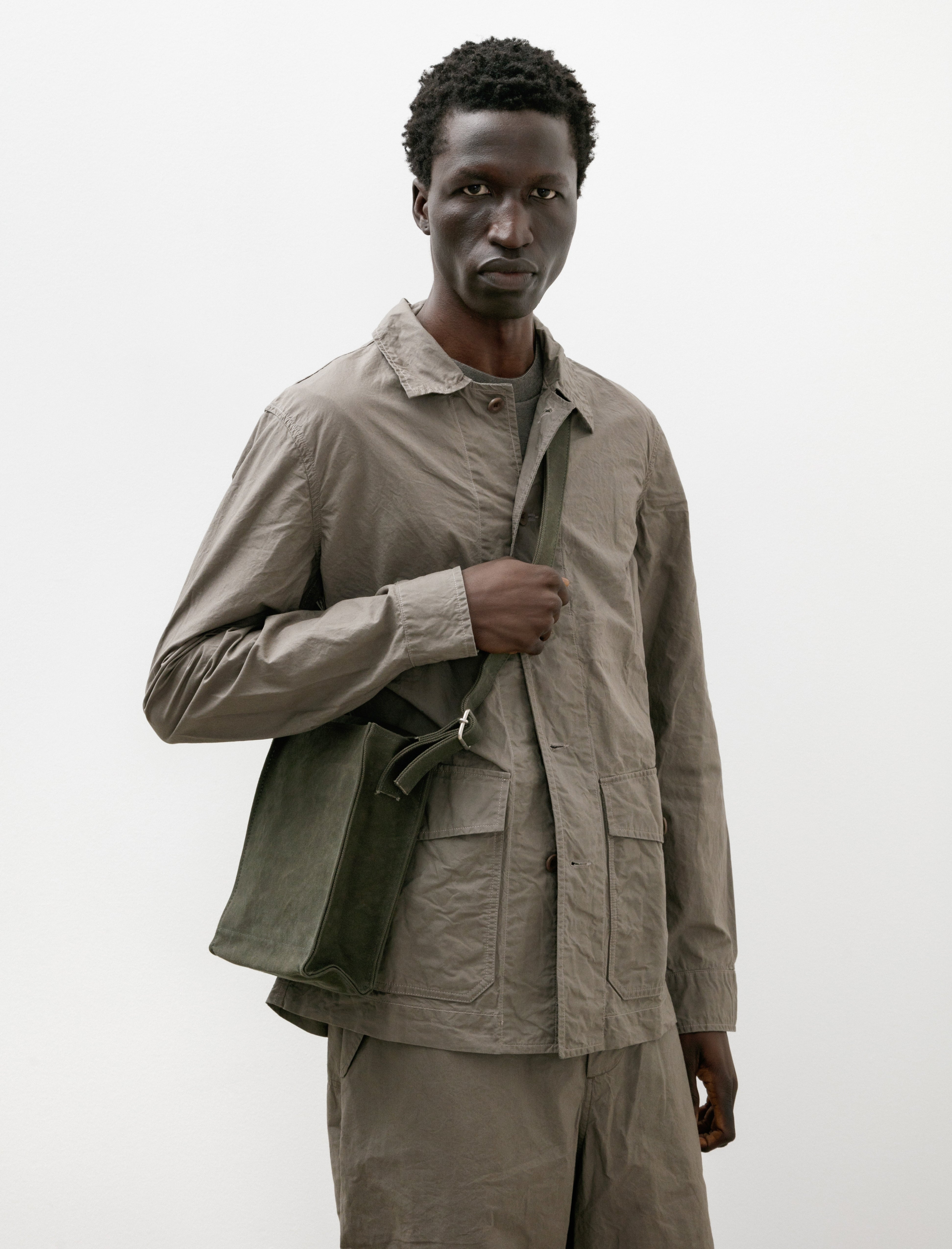 Amiacalva Washed Canvas Shoulder Bag Small Olive