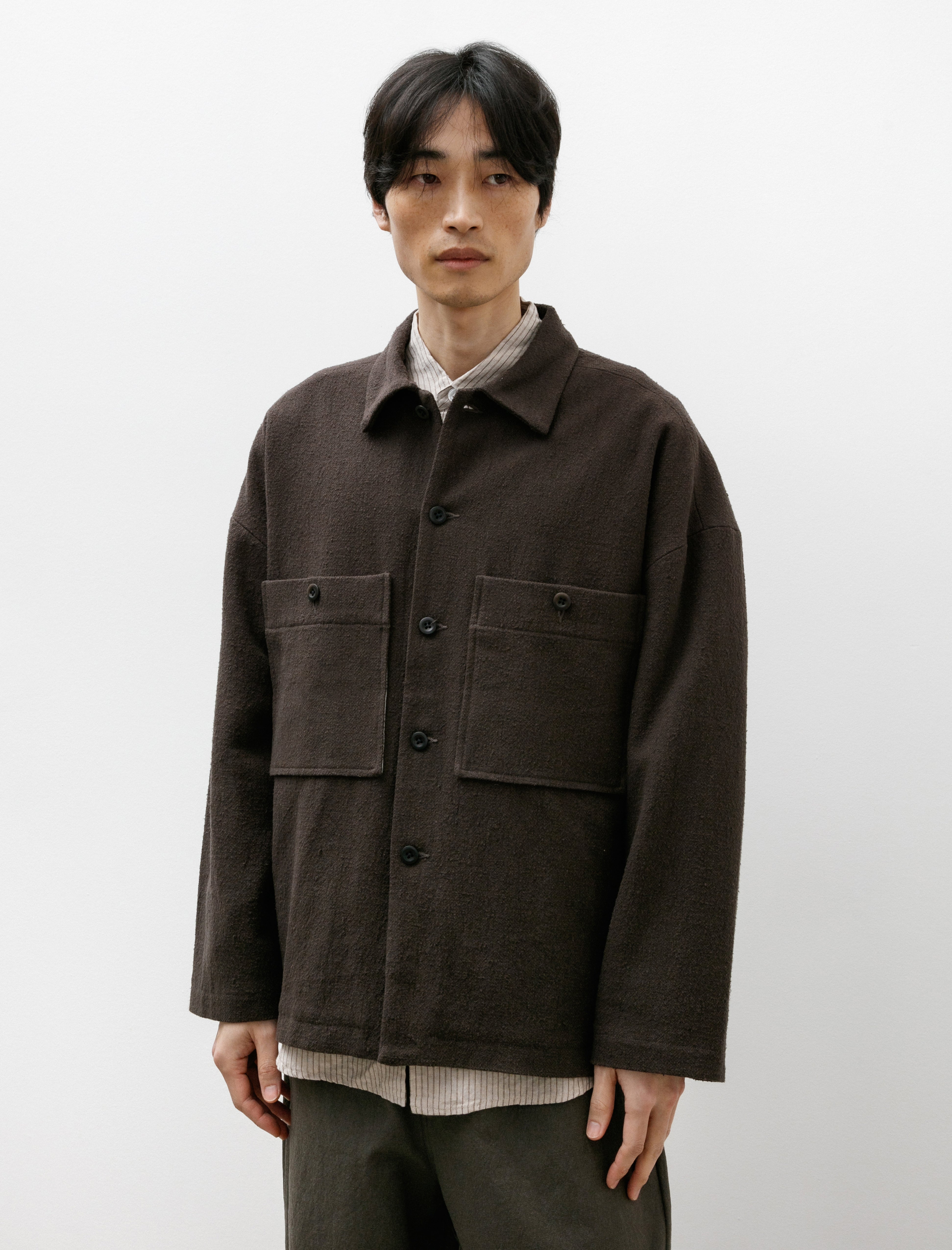 Field Shirt Two Raw Silk Noil Charcoal