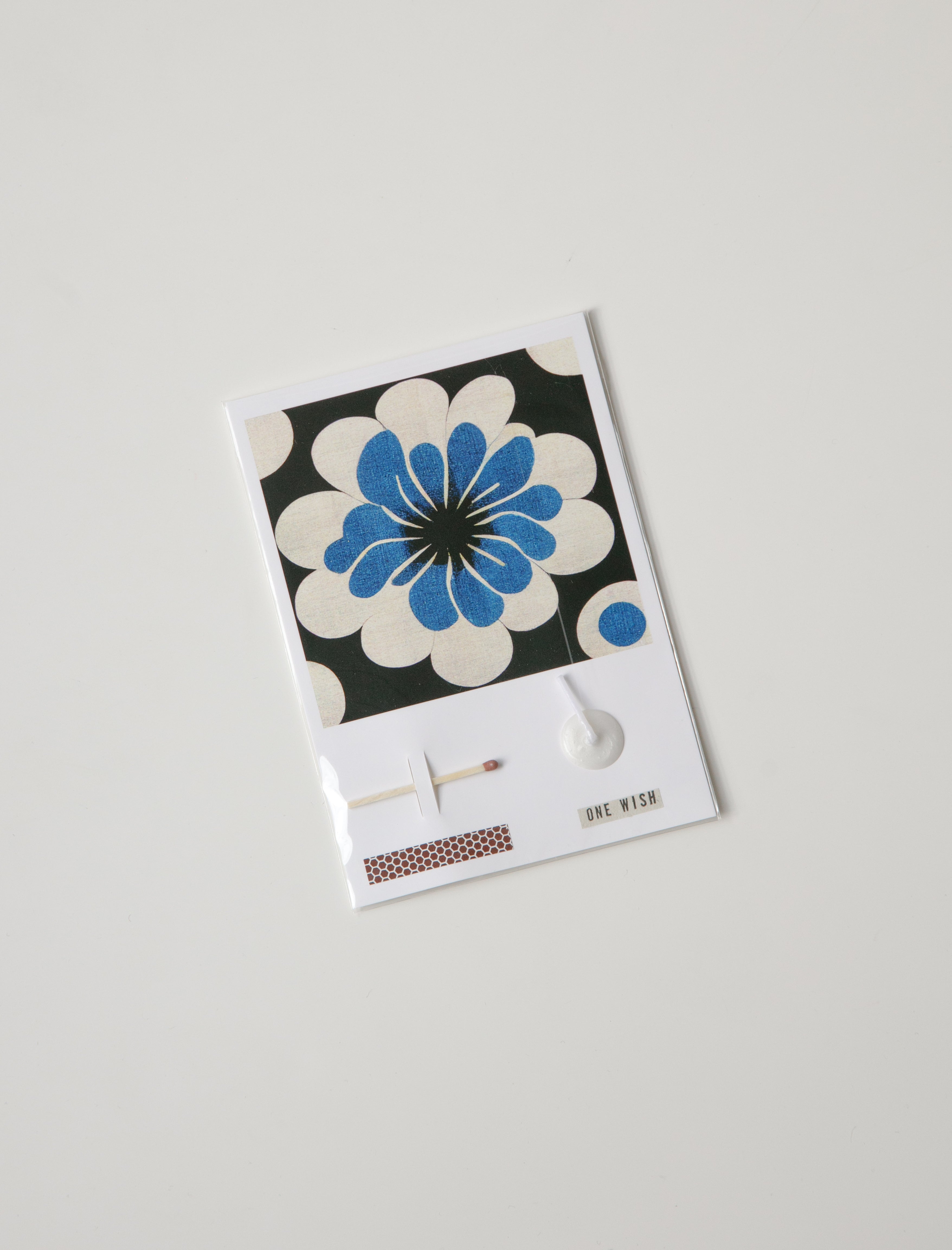 Wish Card Blue Woodblock Card