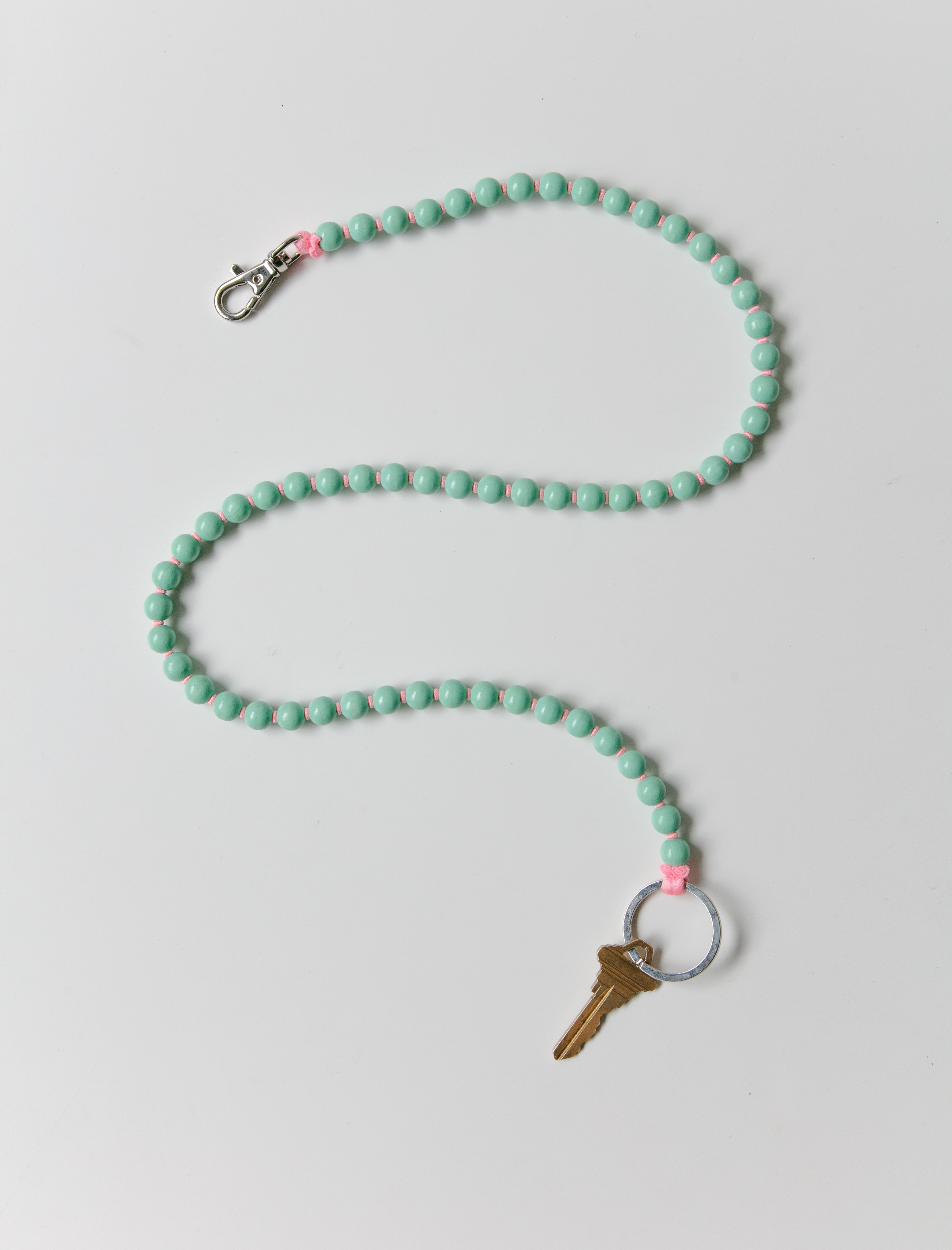 Ina Seifart Perlen Keyholder Long Pastel Green/Rose