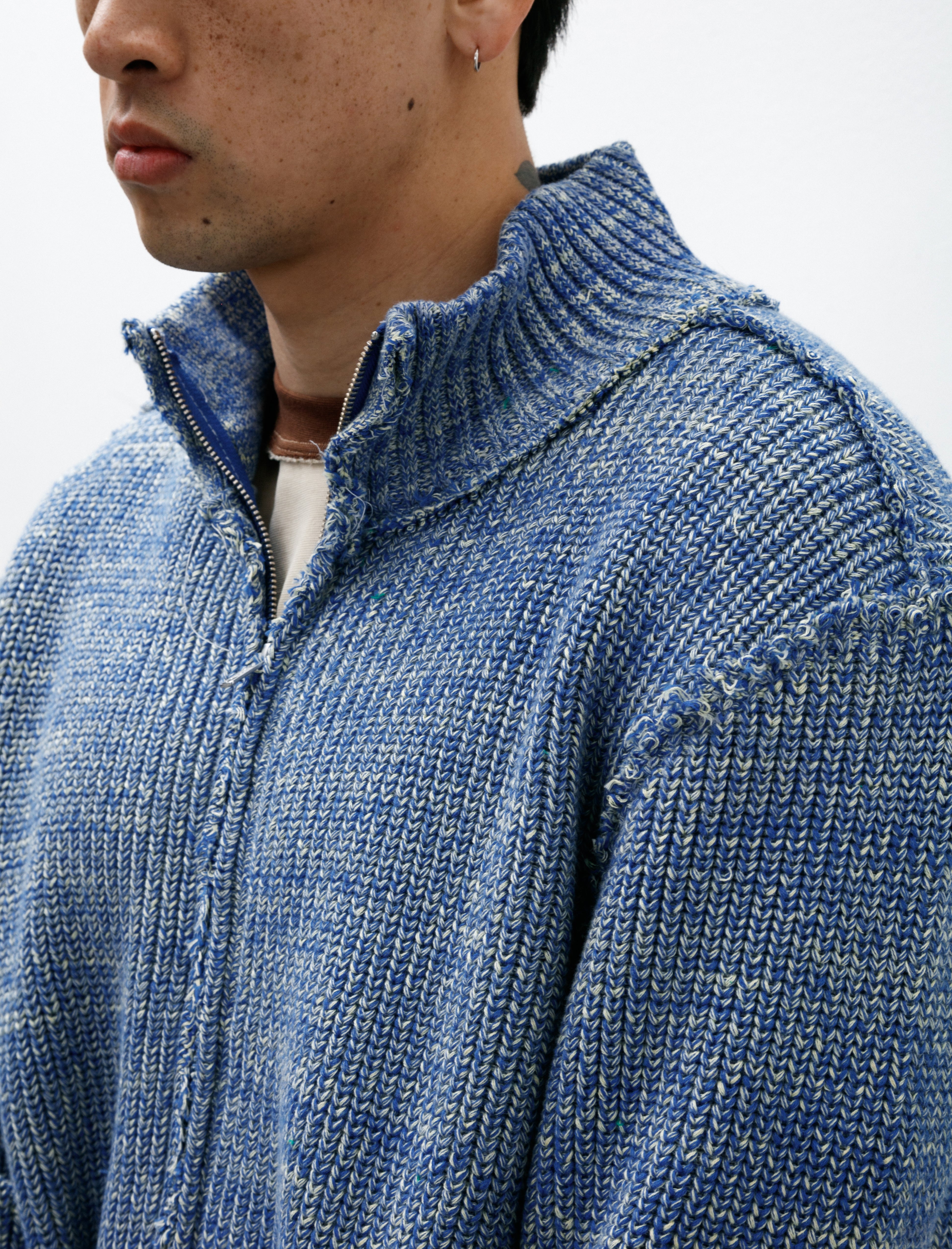 Camiel Fortgens Zip Up Knit Melange Blue Yellow