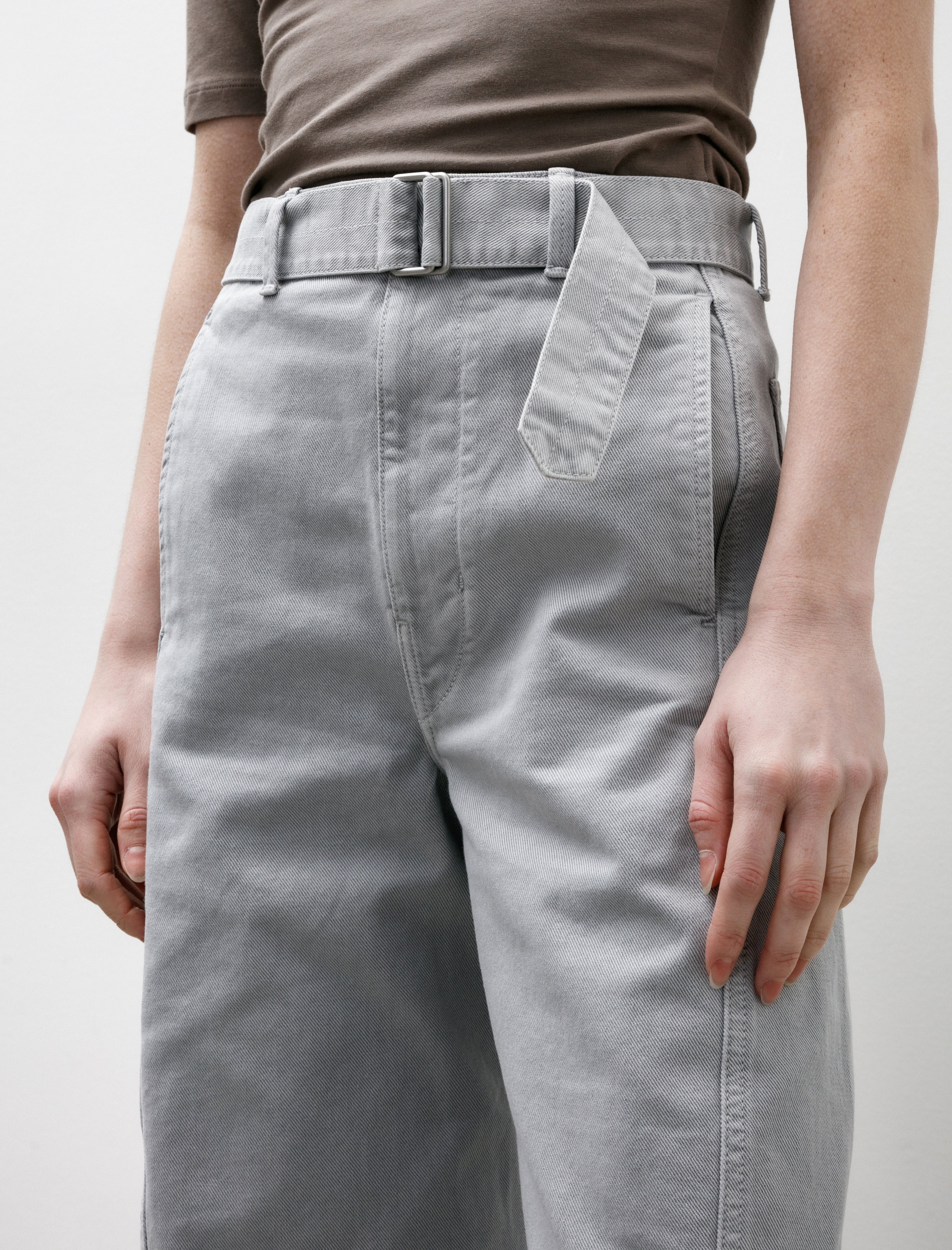 Lemaire Twisted Belted Pants Snowy Blue Grey