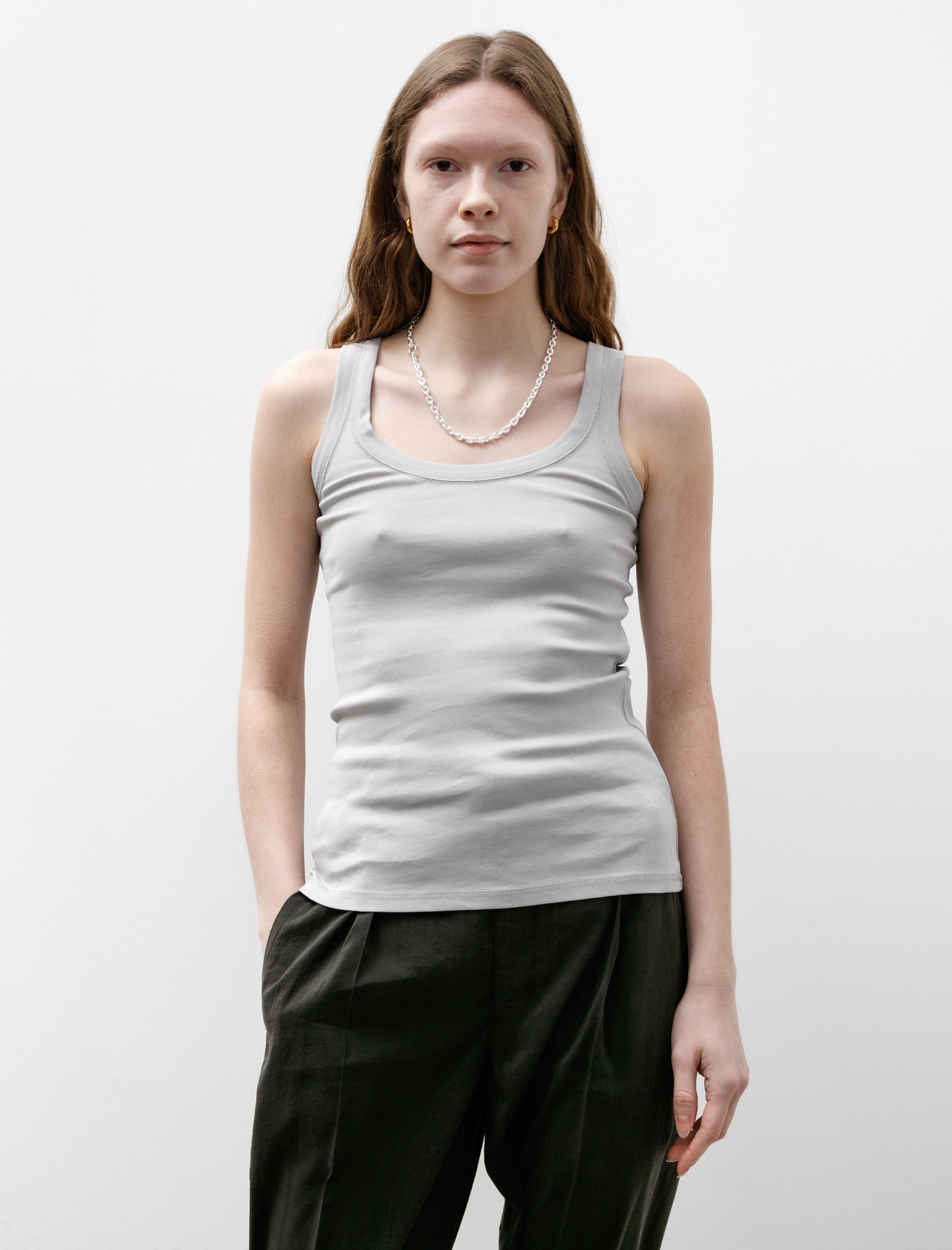 Lemaire Rib Tank Top Blue Grey