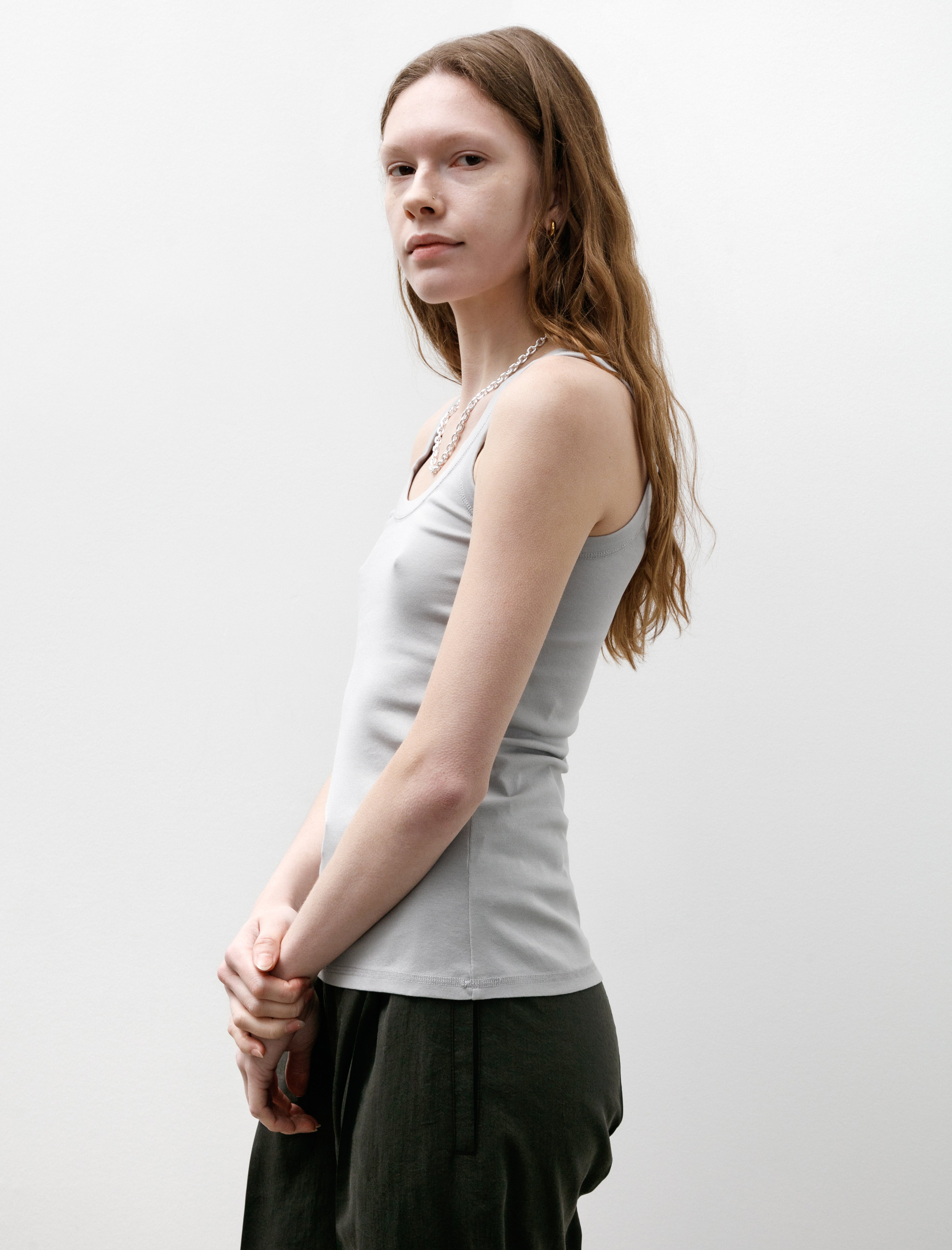 Lemaire Rib Tank Top Blue Grey