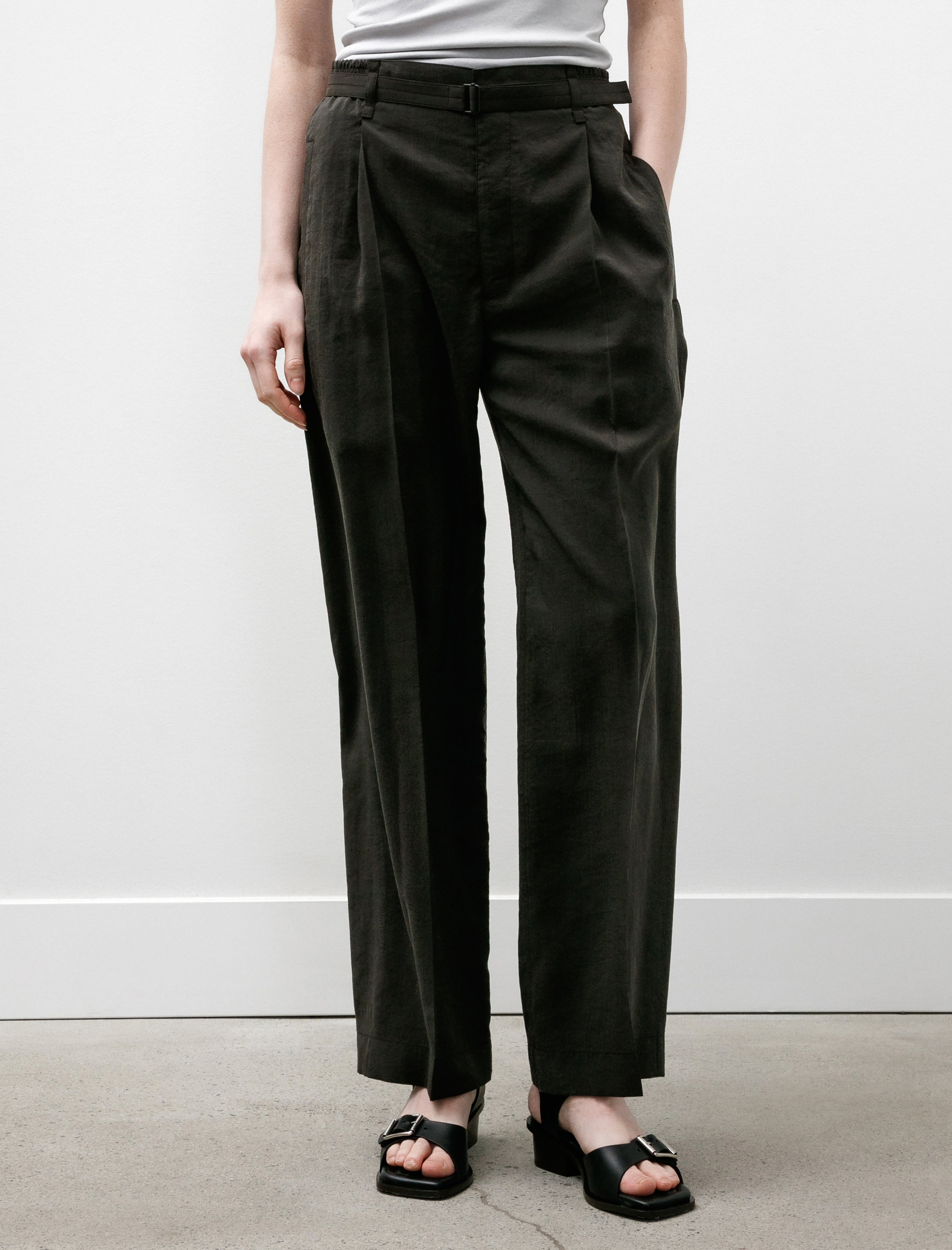Lemaire Belted Relaxed Pants Dark Espresso