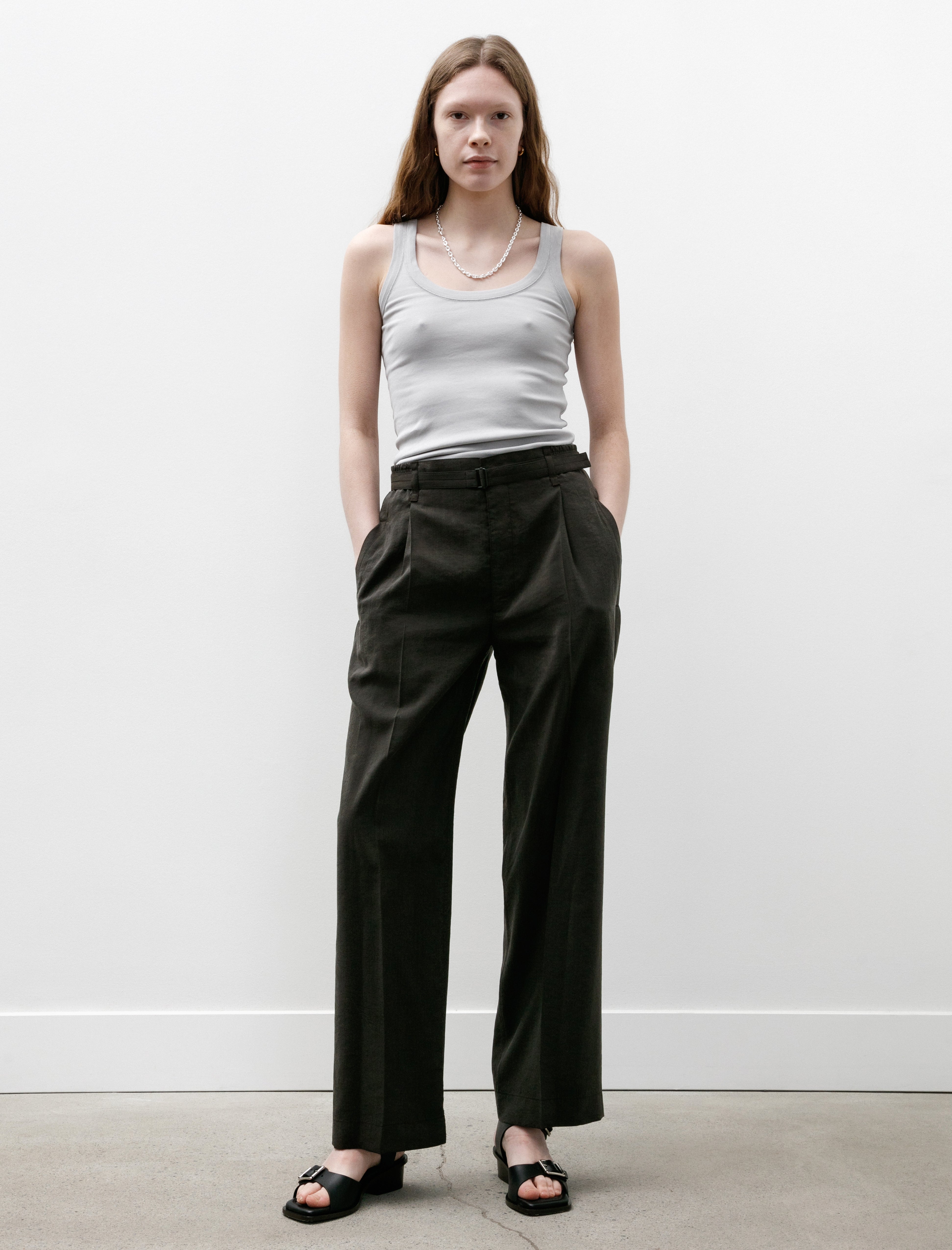 Lemaire Belted Relaxed Pants Dark Espresso
