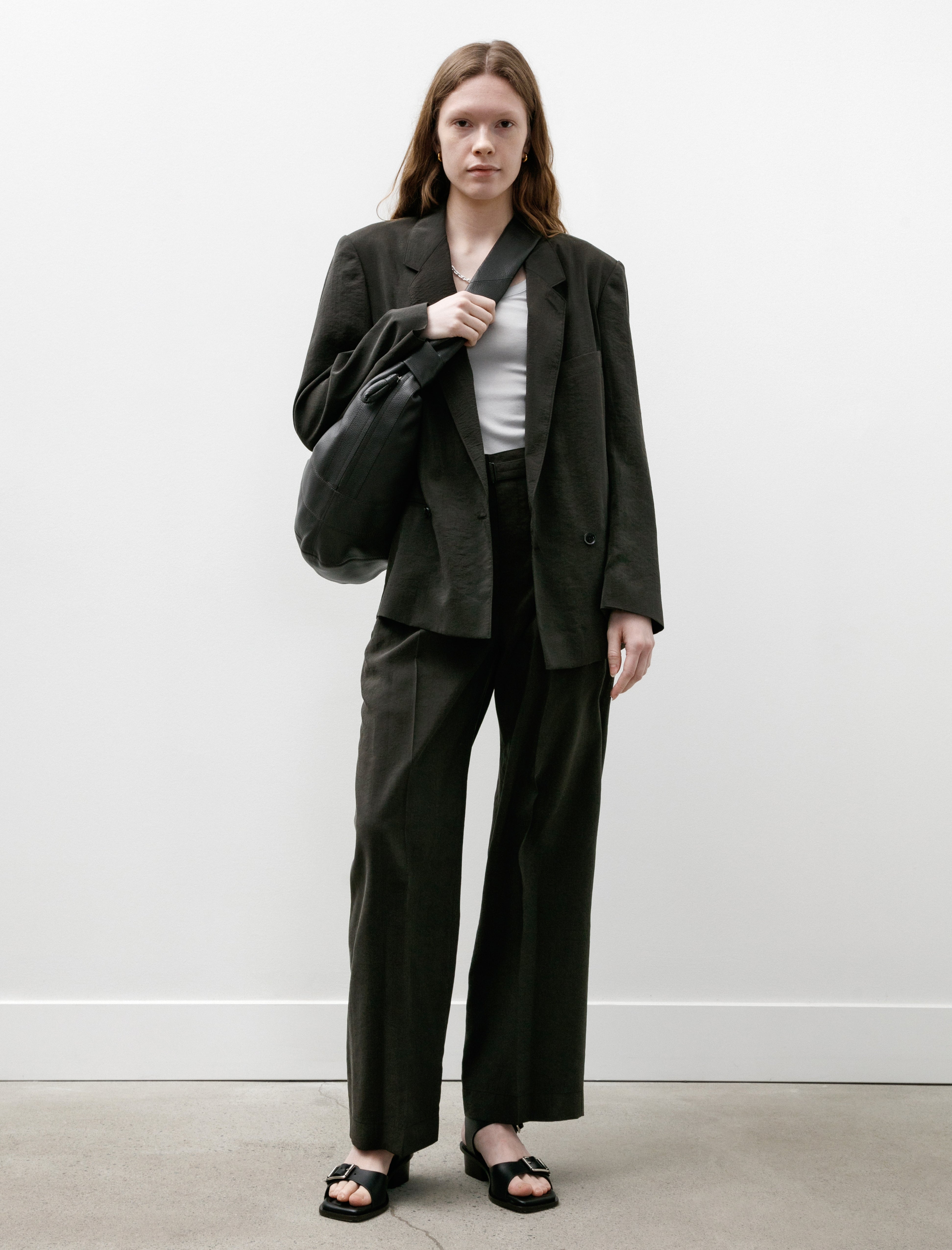 Lemaire Belted Relaxed Pants Dark Espresso