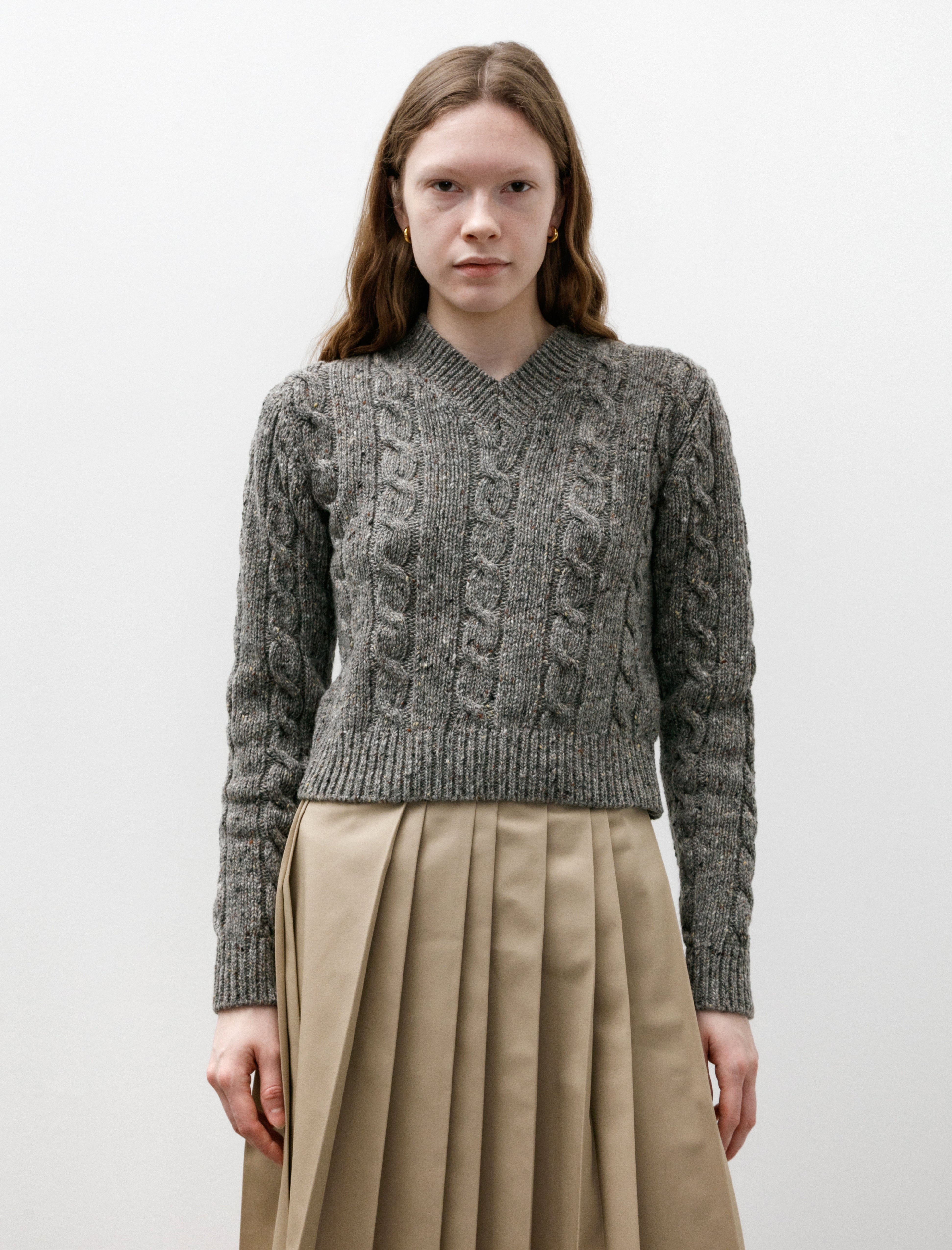 & Daughter Mairie Donegal V-Neck Ramor Grey