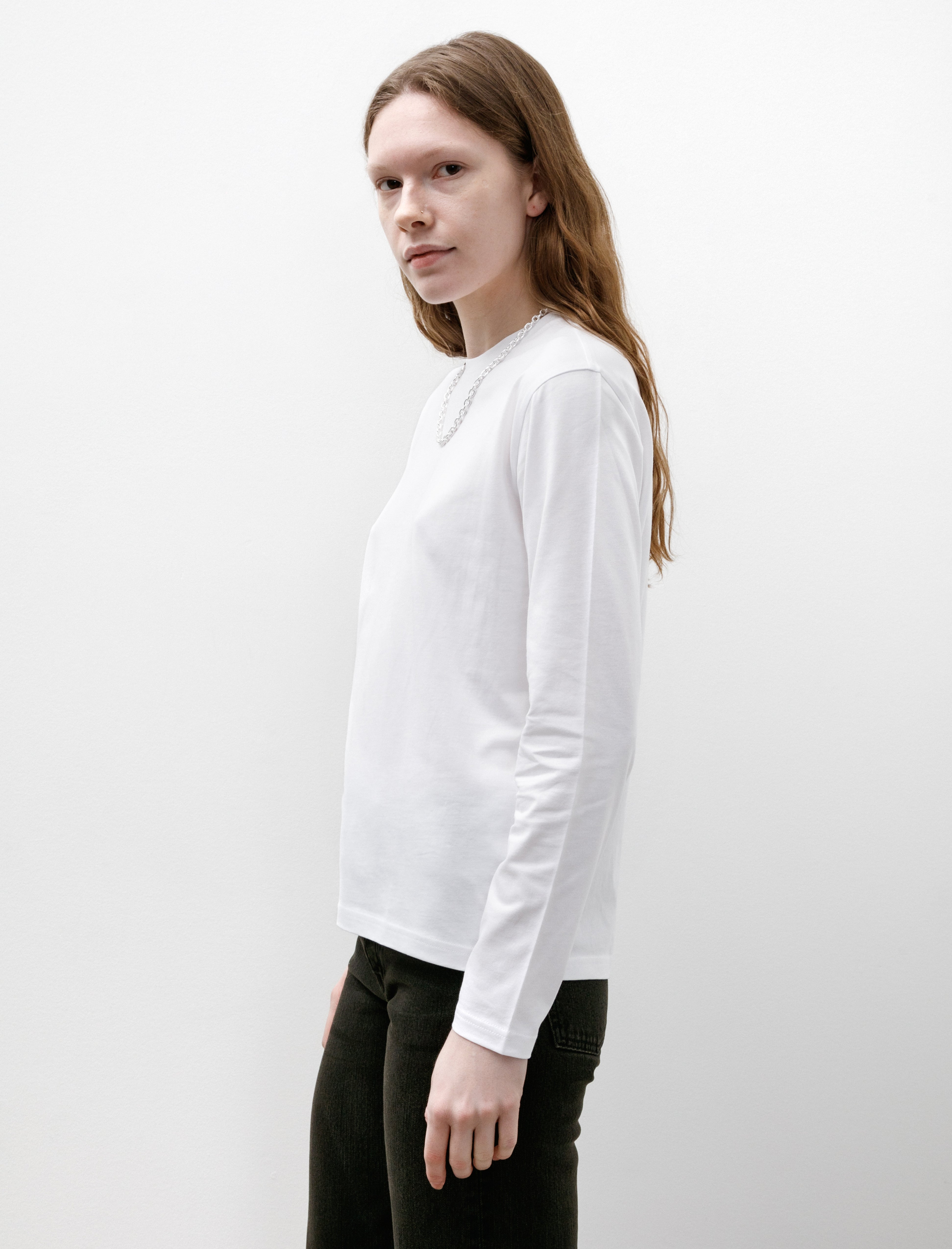 Sunspel LS Boy Fit T-Shirt White