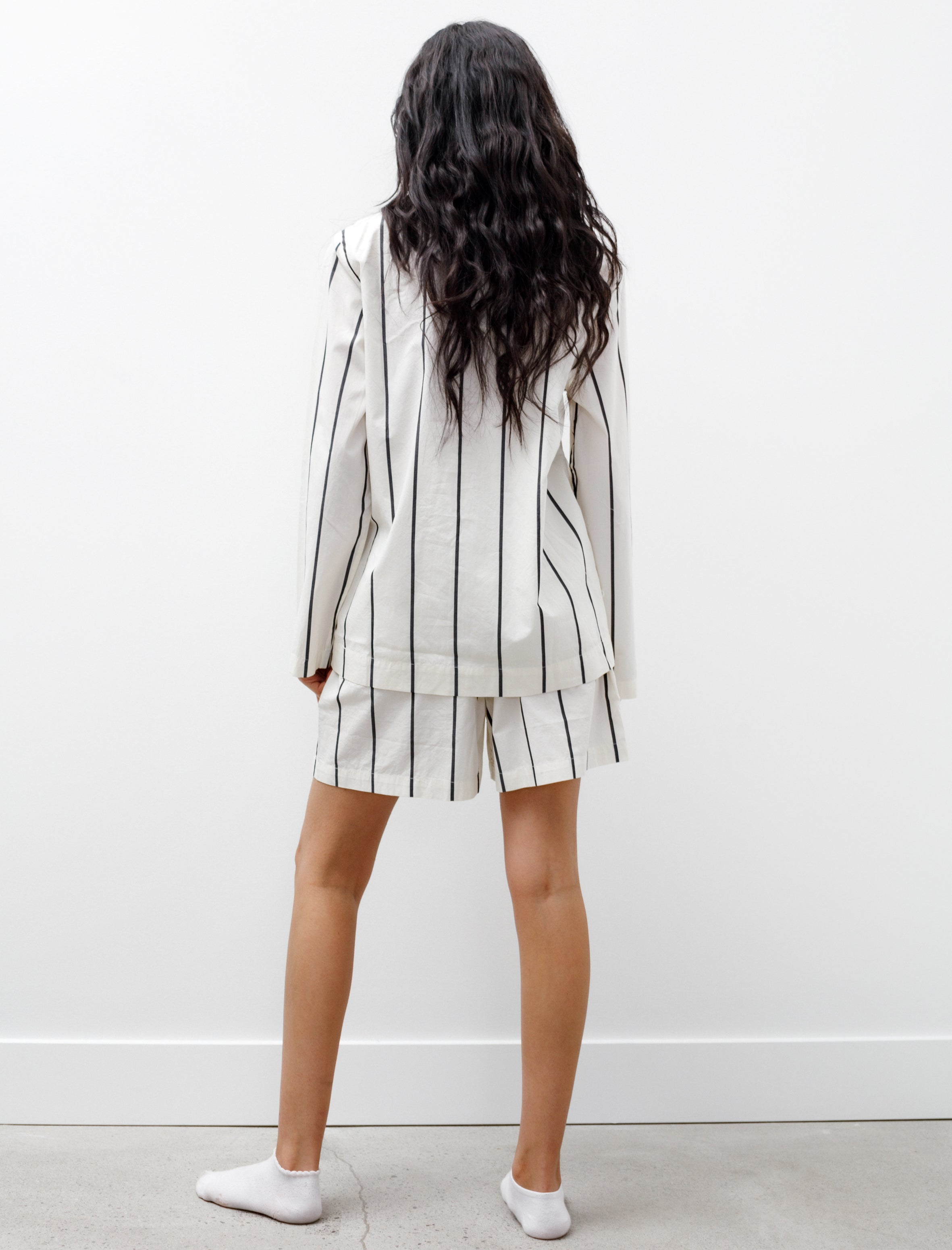 Tekla Poplin Shorts Shadow Stripe