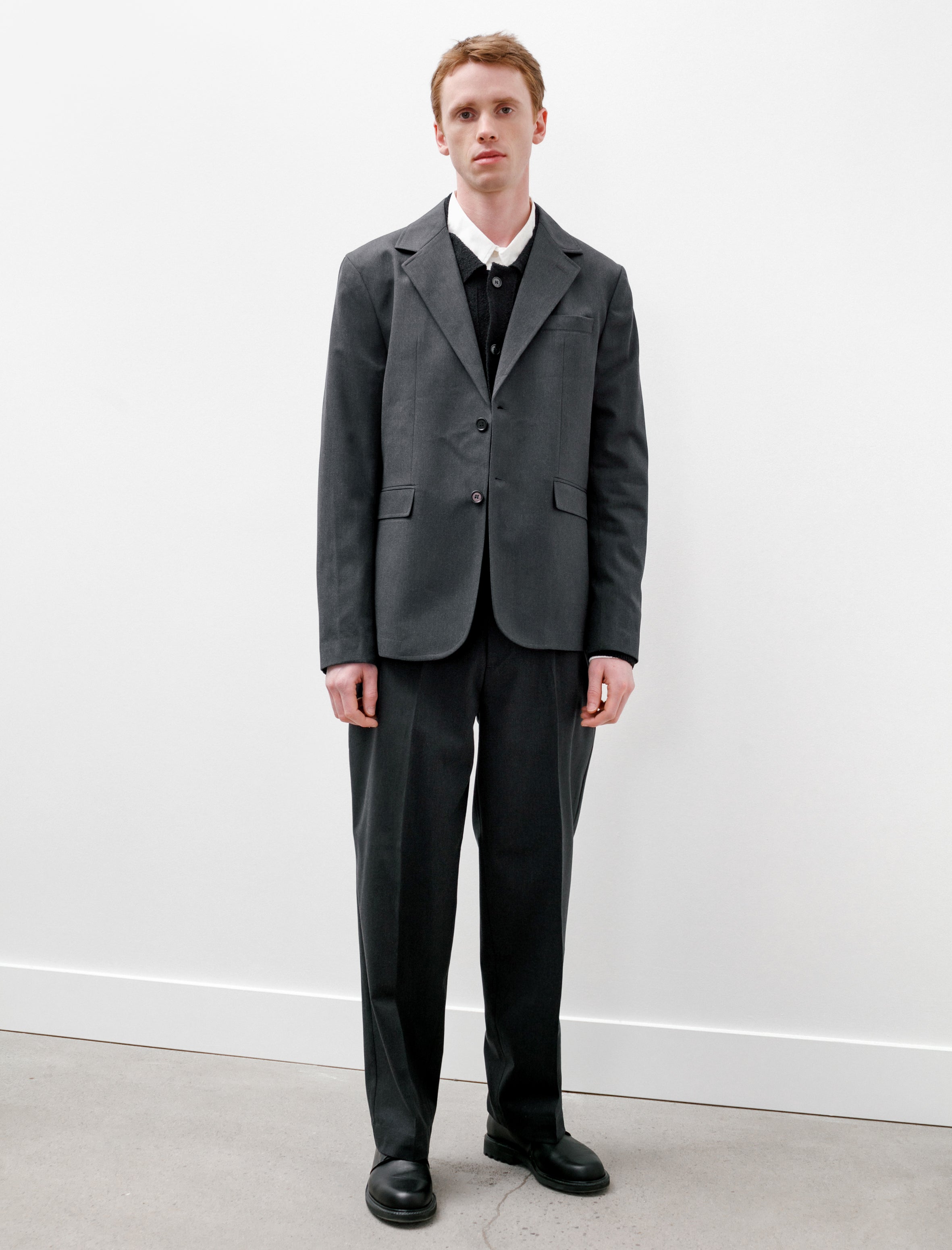 mfpen Single Breasted Blazer Dark Grey Wool